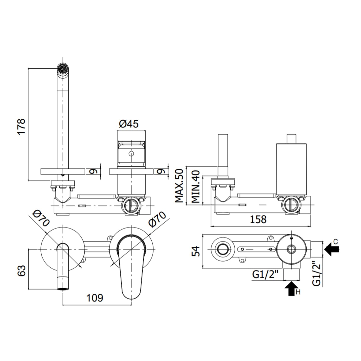 Set di miscelatori Paffoni Green lavabo a muro e bidet by CeramicStore | Lo specialista del tuo bagno