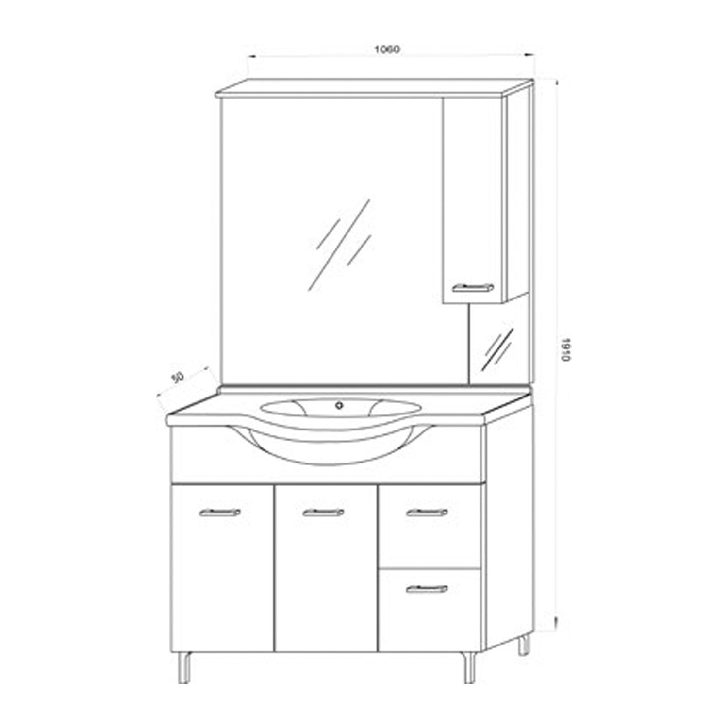  Mobile bagno completo di lavabo e specchio con pensile cm 105 Rovere Bianco Beach3 by CeramicStore | Lo specialista del tuo bagno