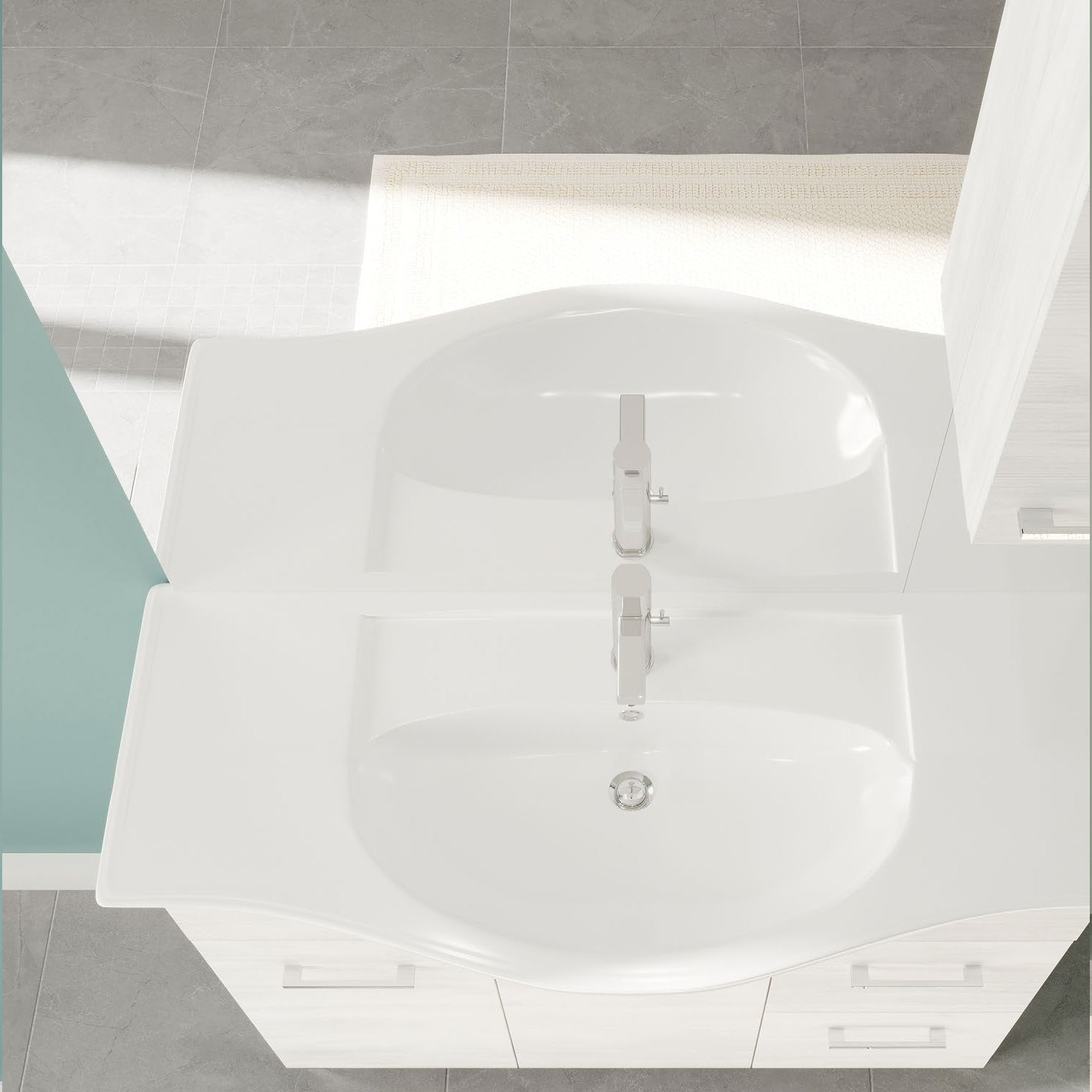 Mobile bagno completo di lavabo e specchio con pensile cm 105 Rovere Bianco Beach3 by CeramicStore | Lo specialista del tuo bagno
