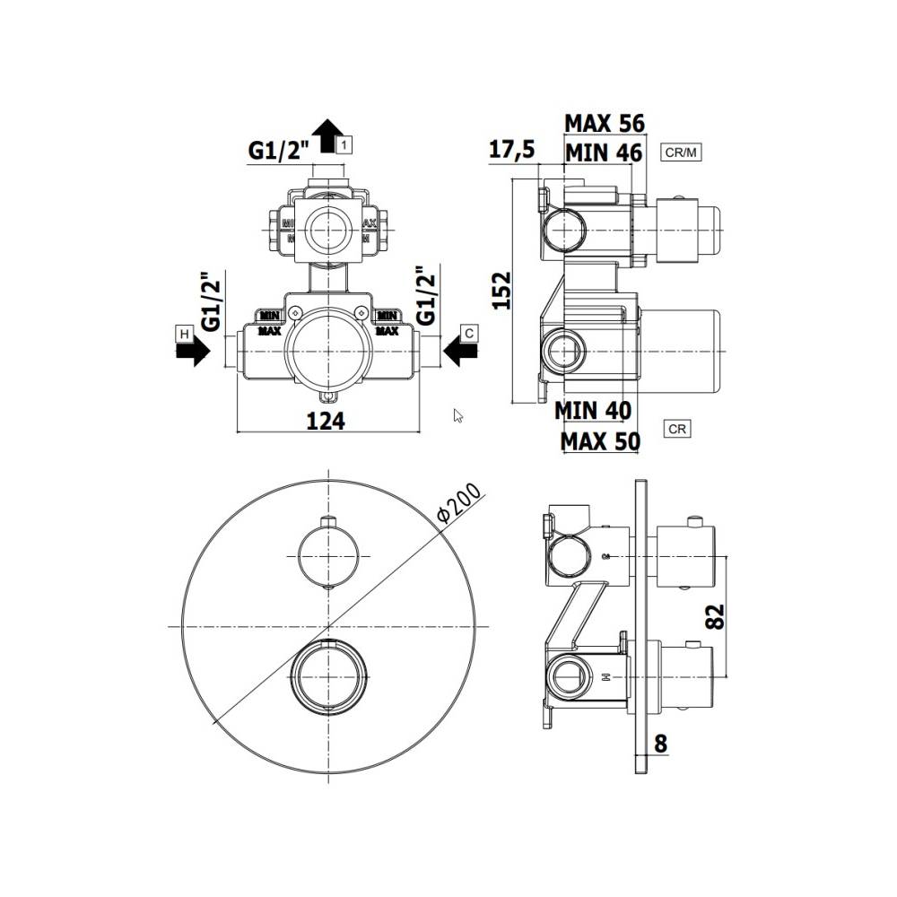  Miscelatore termostatico incasso doccia serie Light modello LIQ013ST steel looking Paffoni by CeramicStore | Lo specialista del tuo bagno