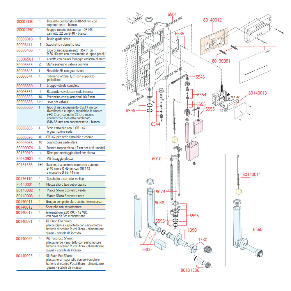  Cassetta di scarico a incasso Pucci Eco Sfioro per pareti in muratura 9-4 Litri