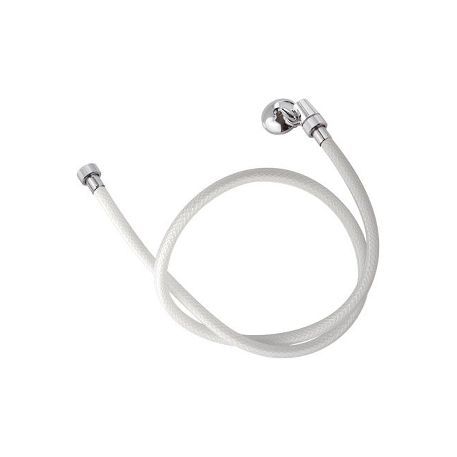 Set doccia con flessibile retinato bianco 120 cm, rompigetto e gancio appendino Remer