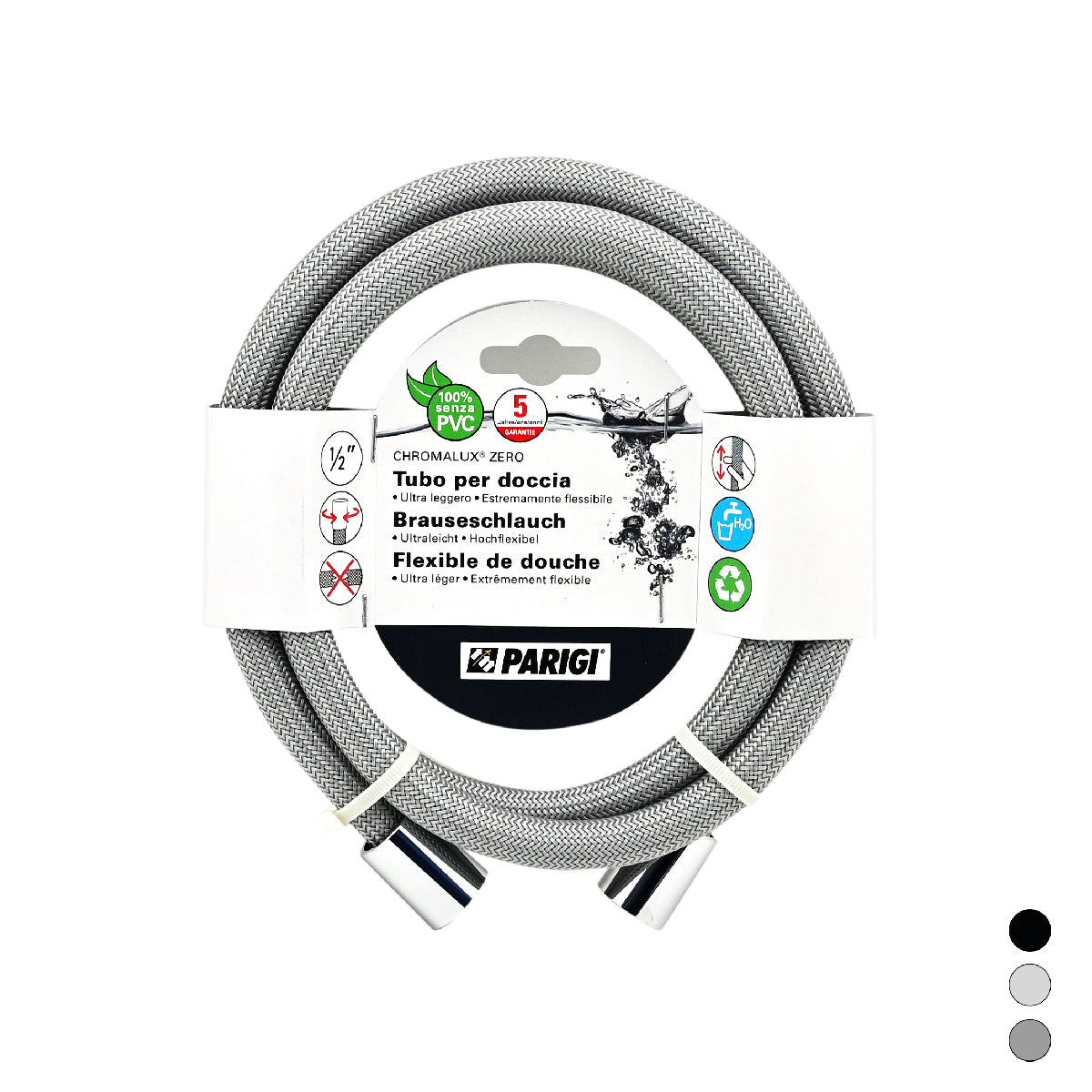 Flessibile DocciaGo Chromalux Zero 150 cm - Silver Steel