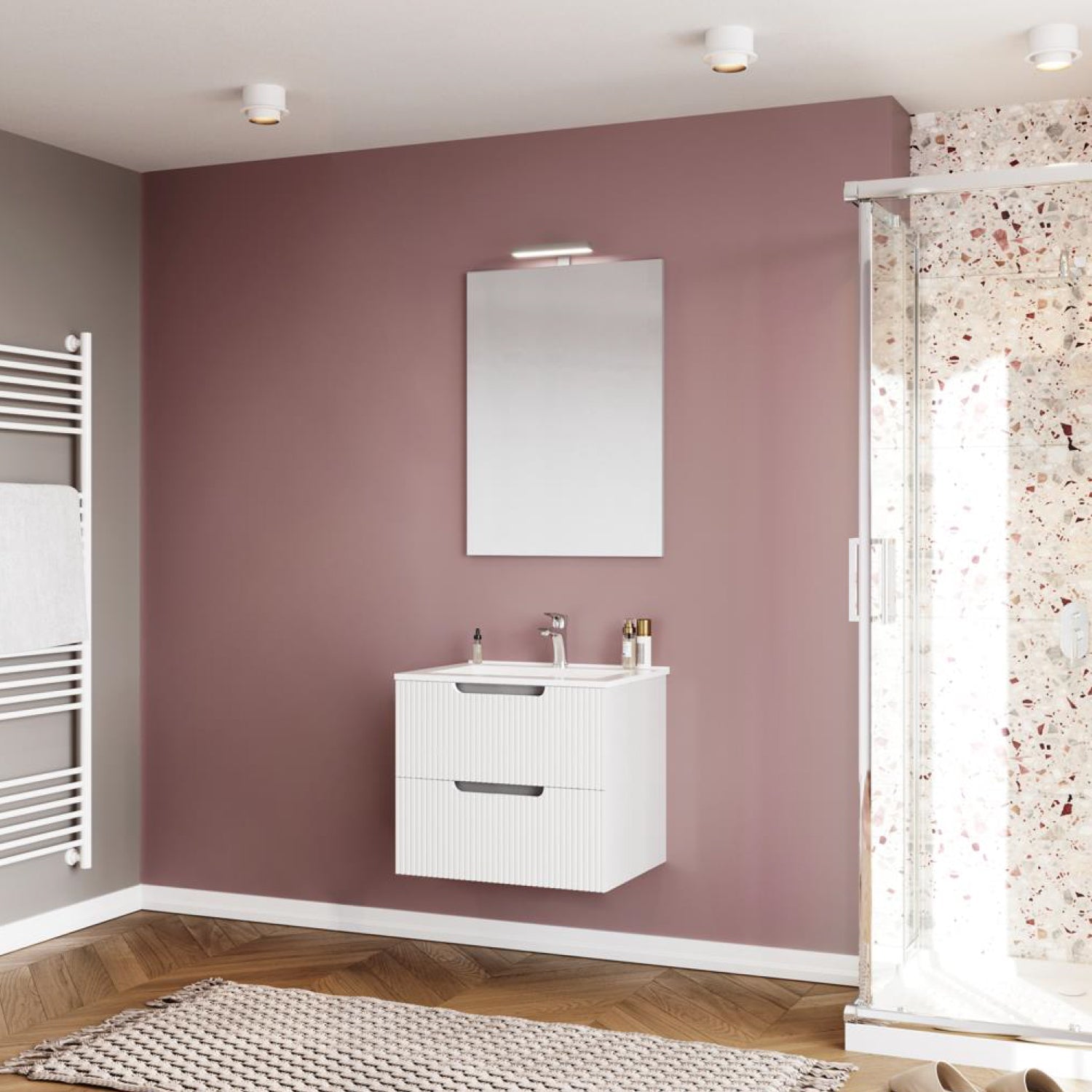  lampada e specchio - Bianco Lucido by CeramicStore | Lo specialista del tuo bagno