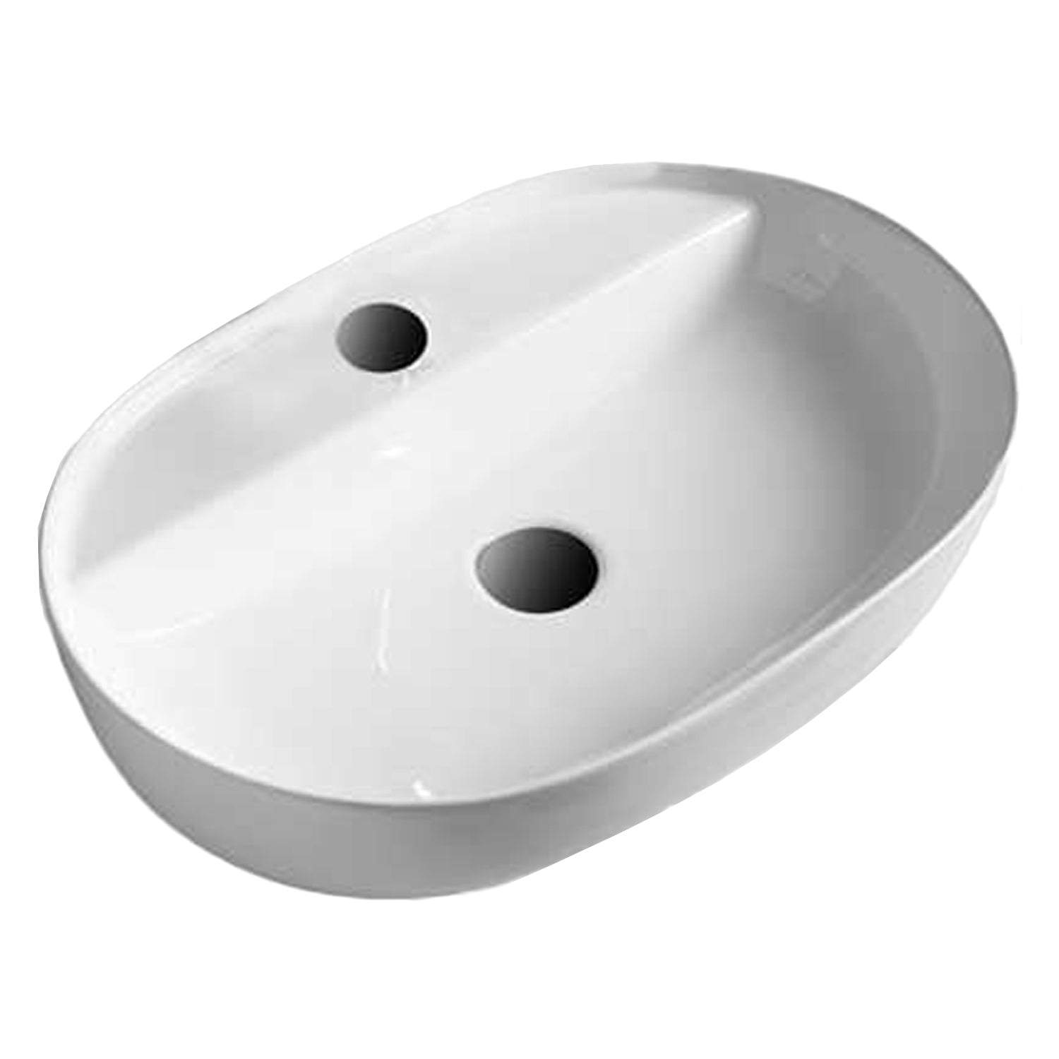 Lavabo da appoggio ovale con foro rubinetteria 50x39 cm - Bianco
