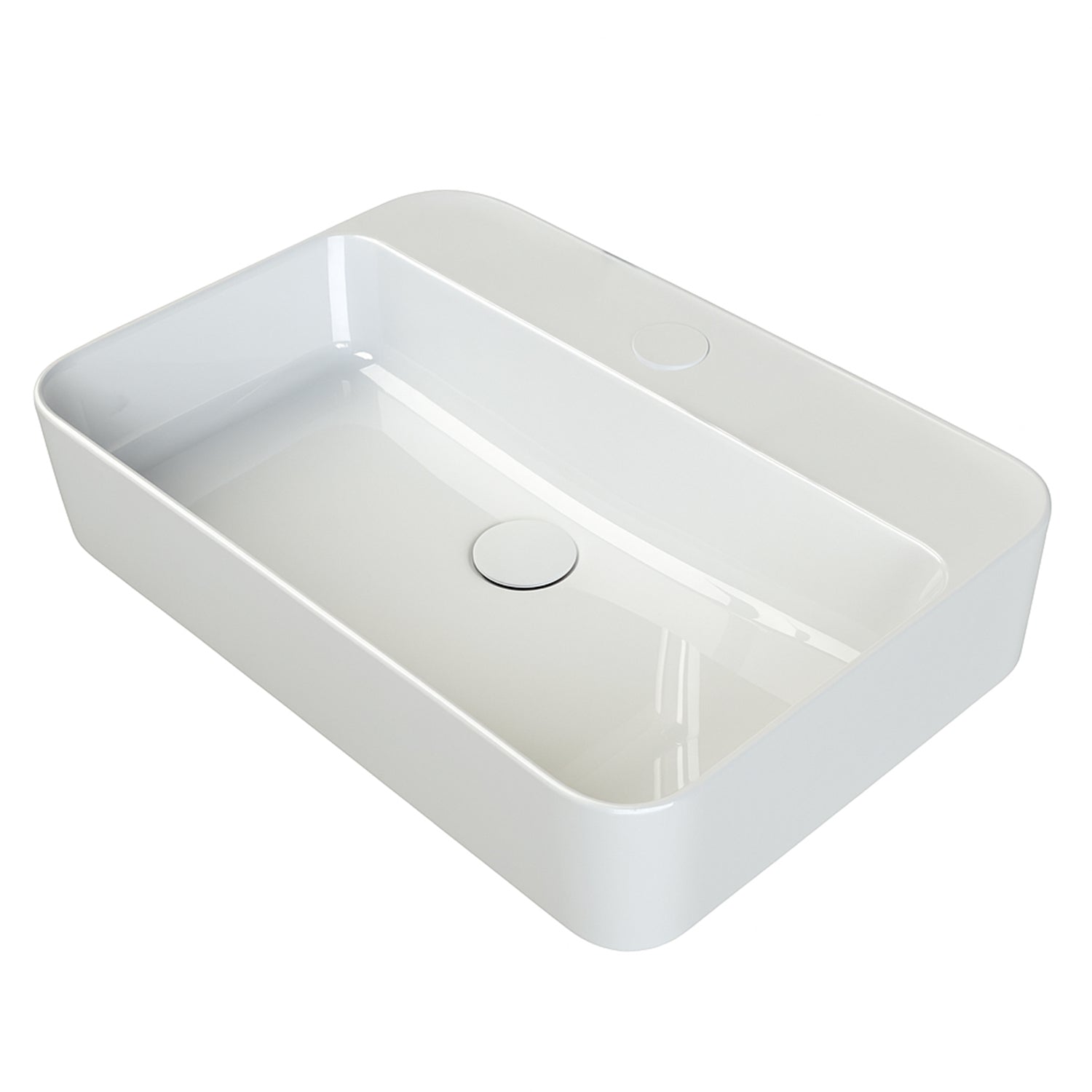 Lavabo da appoggio rettangolare BathCore 60x42 cm con foro rubinetteria - Bianco lucido