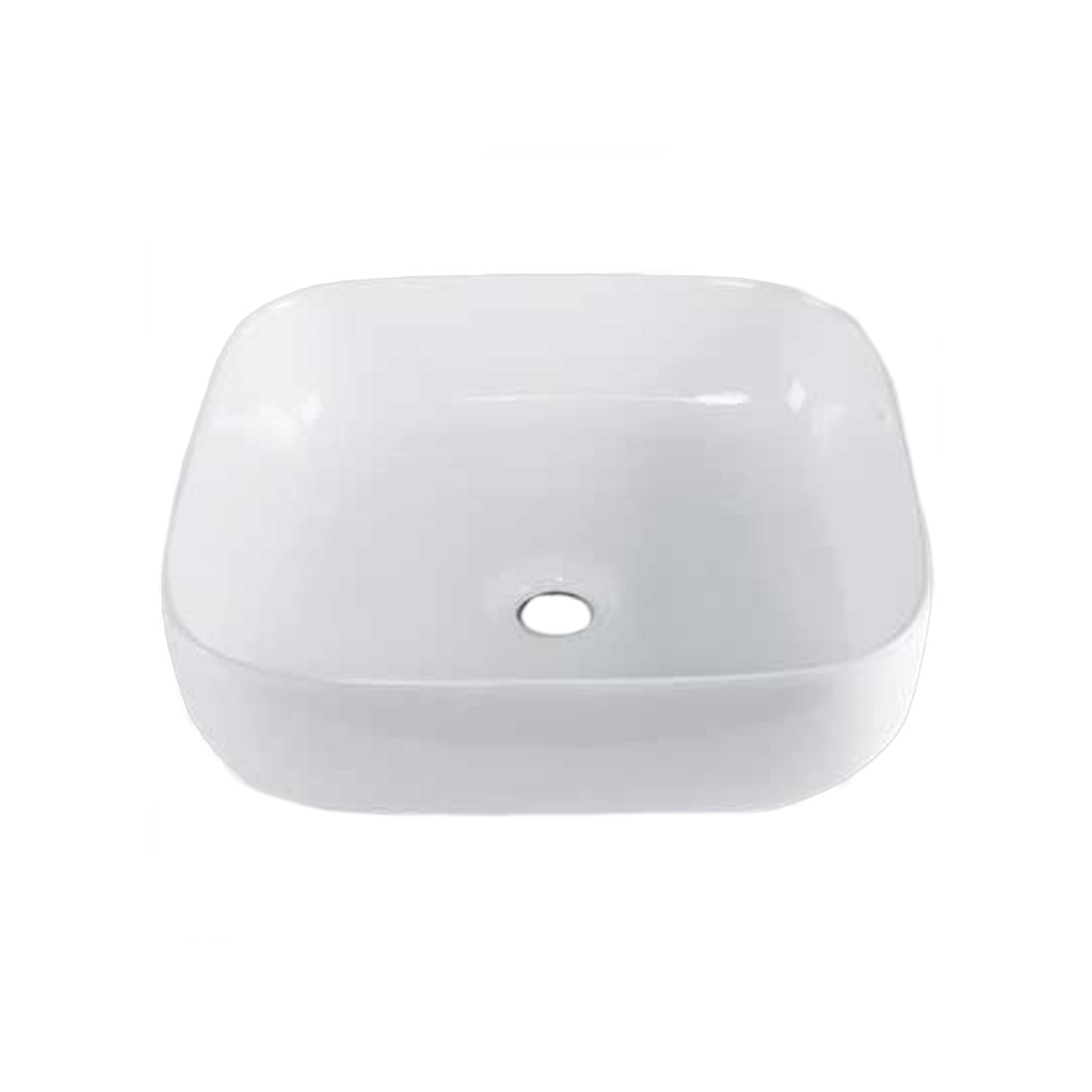Lavabo quadrato con lati arrotondati BathCore 40x40 cm - Bianco lucido