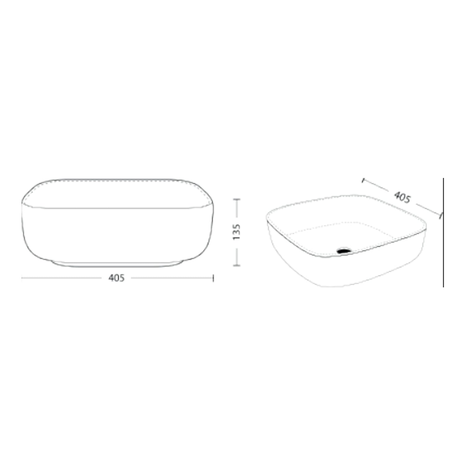 Lavabo quadrato con lati arrotondati BathCore 40x40 cm - Bianco lucido 2