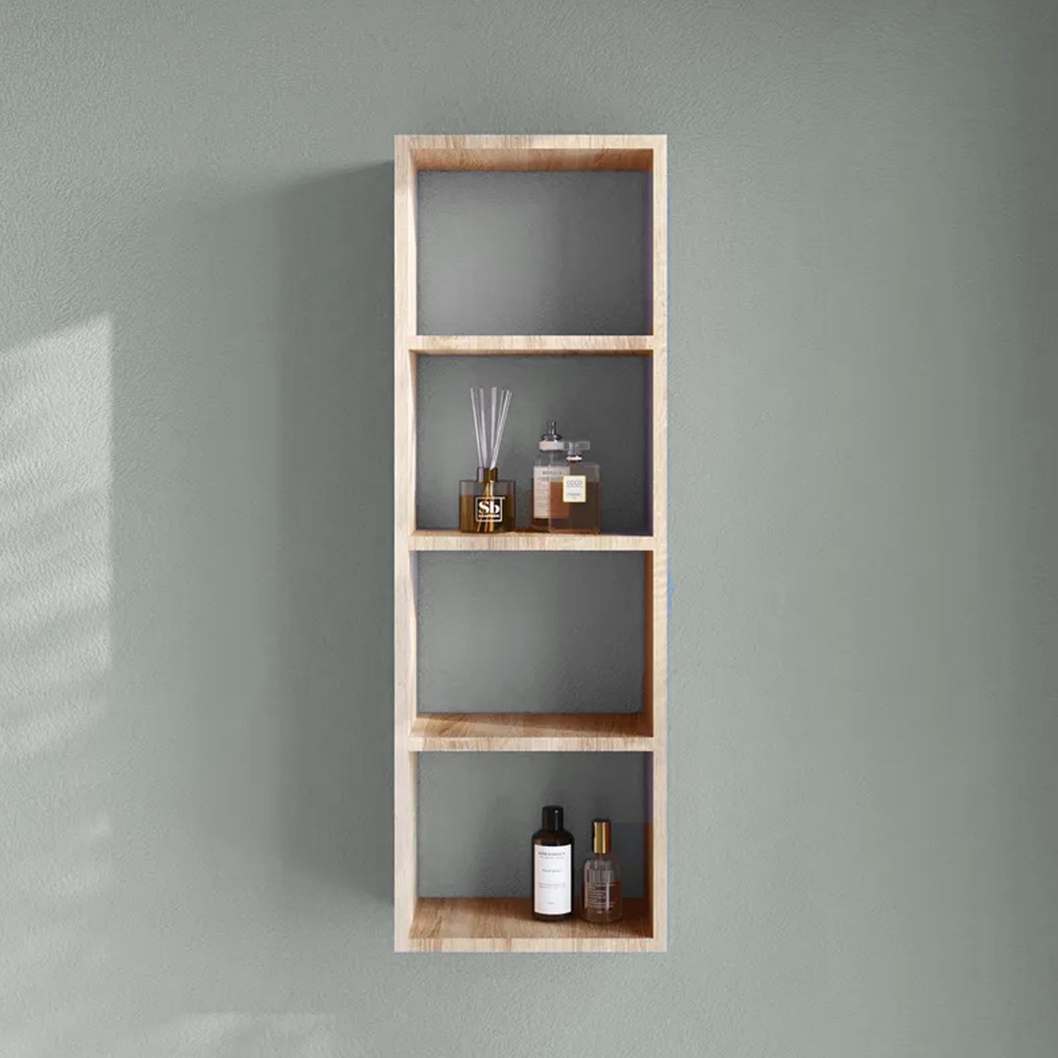 Colonna sospesa in legno nobilitato a 4 vani BathCore 30x16x90 cm - Rovere Country