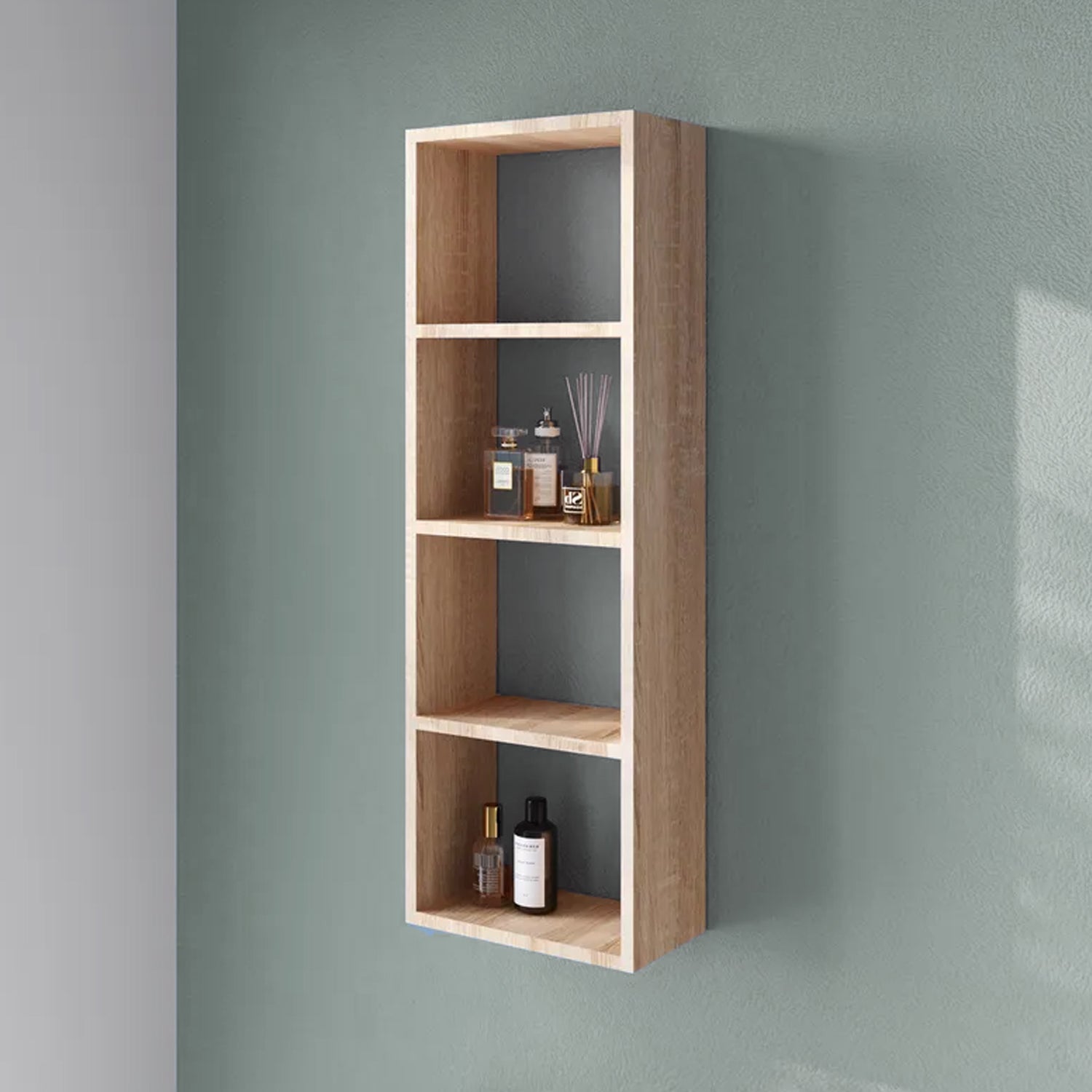 Colonna sospesa in legno nobilitato a 4 vani BathCore 30x16x90 cm - Rovere Country 3