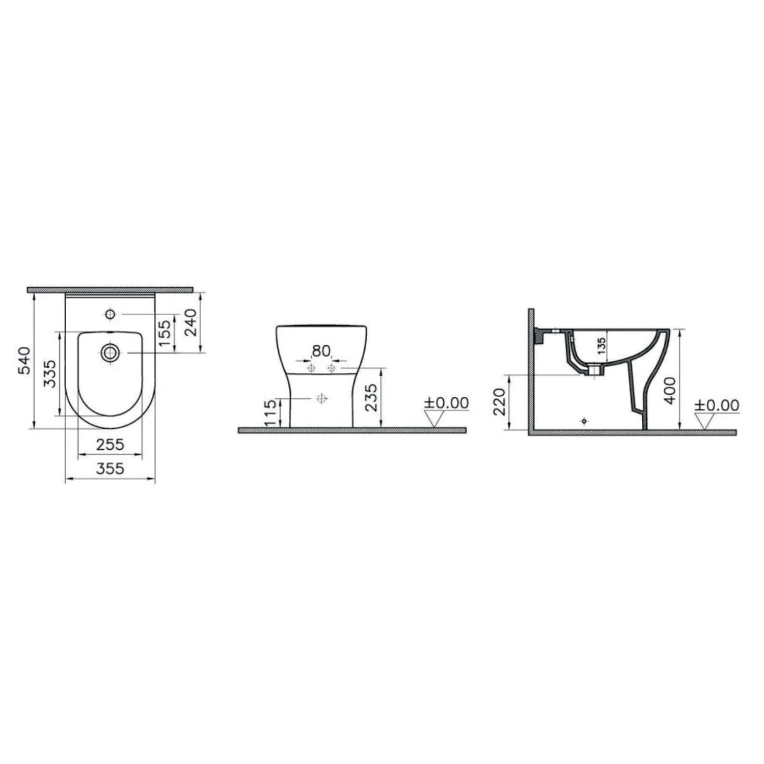 Sanitari a terra senza brida con copriwater soft-close BathCore serie Circle 54x35 cm - Bianco lucido 3