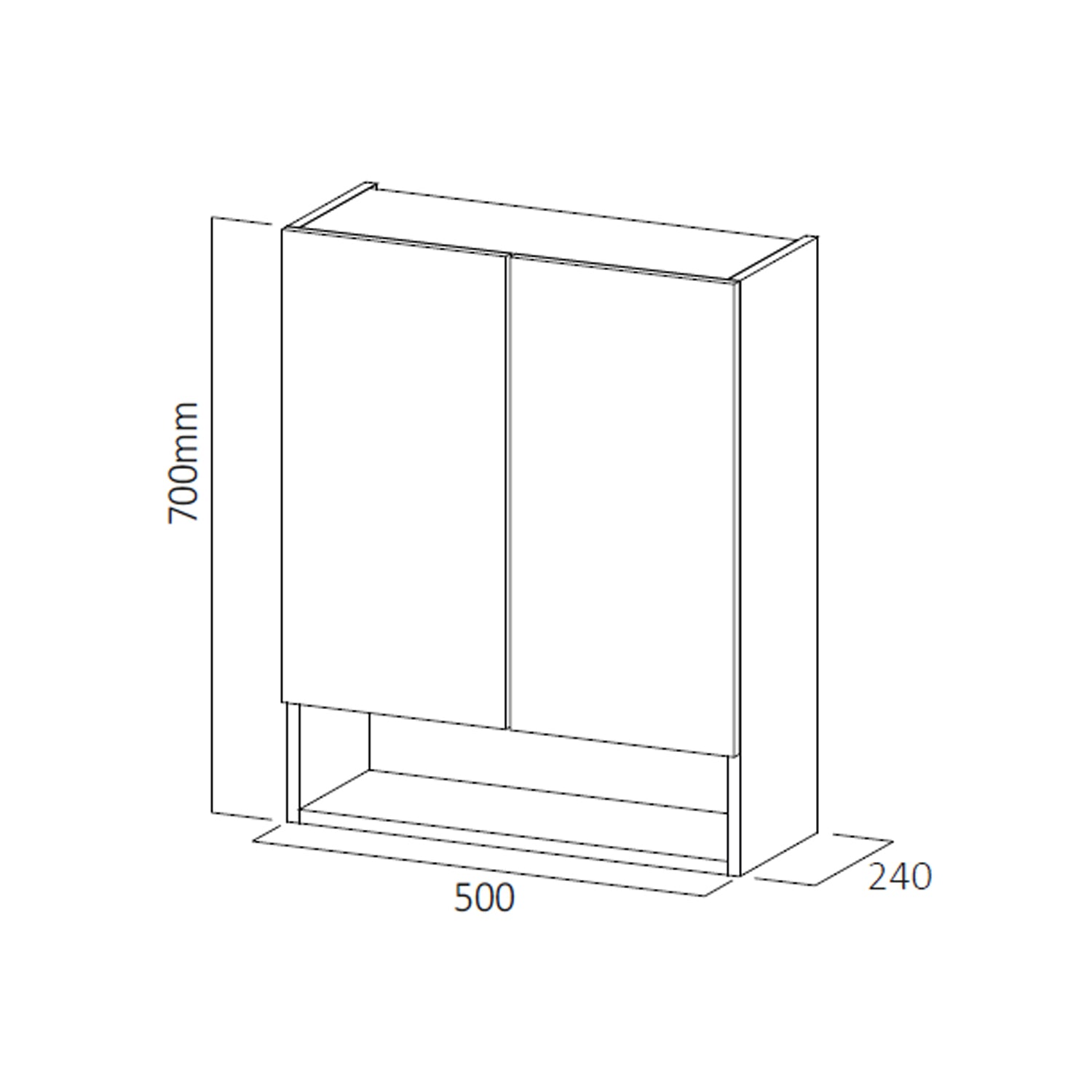 Pensile sospeso in legno nobilitato a 2 ante BathCore 50x24x70 cm - Bianco Frassino 2