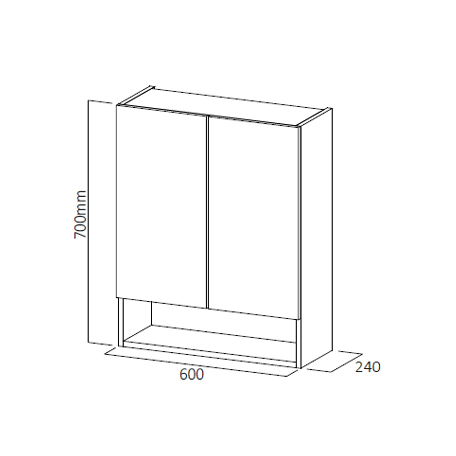 Pensile sospeso in legno nobilitato a 2 ante BathCore 60x24x70 cm - Rovere Country 3