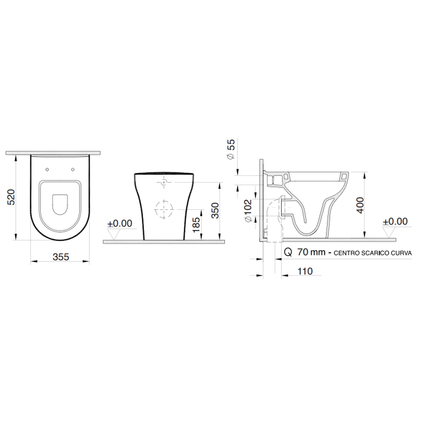 Sanitari a terra con copriwater BathCore serie Zenzero 50x35 cm - Bianco lucido 4