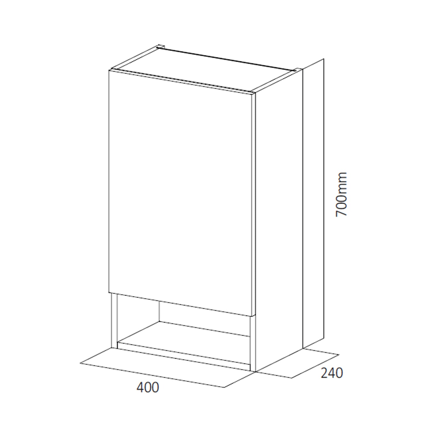 Pensile sospeso in legno nobilitato a 1 anta BathCore 40x24x70 cm - Bianco Frassino 2