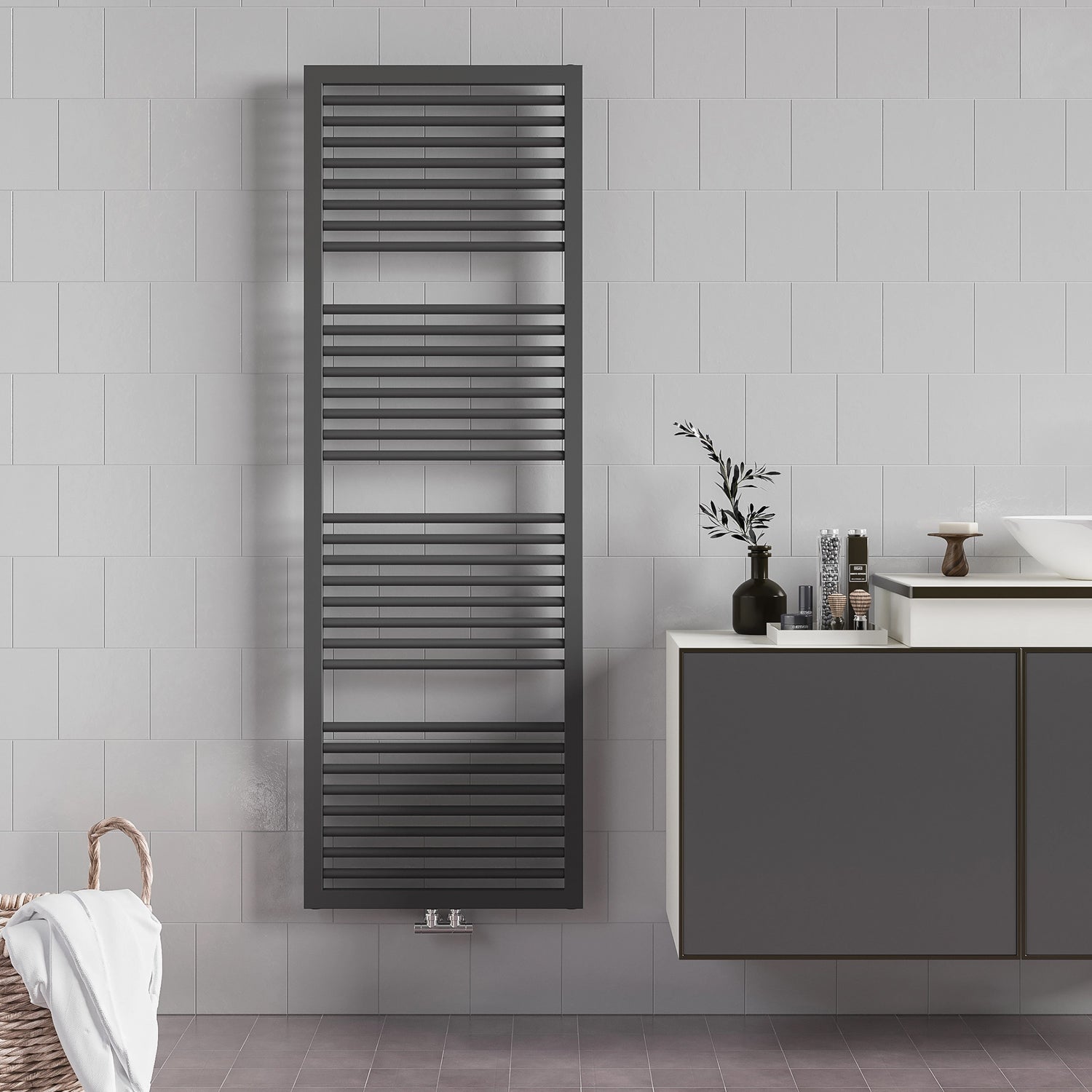  Termoarredo idraulico modello Asti 1813x600 dritto - Antracite by CeramicStore | Lo specialista del tuo bagno