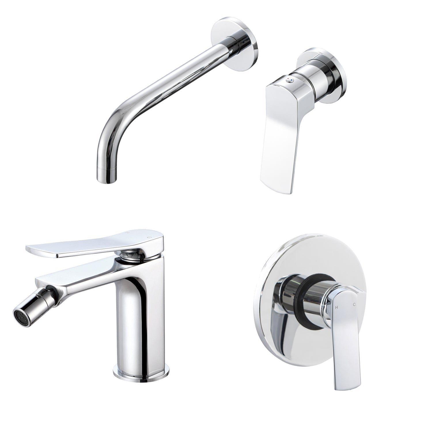 Composizione di miscelatori per lavabo incasso