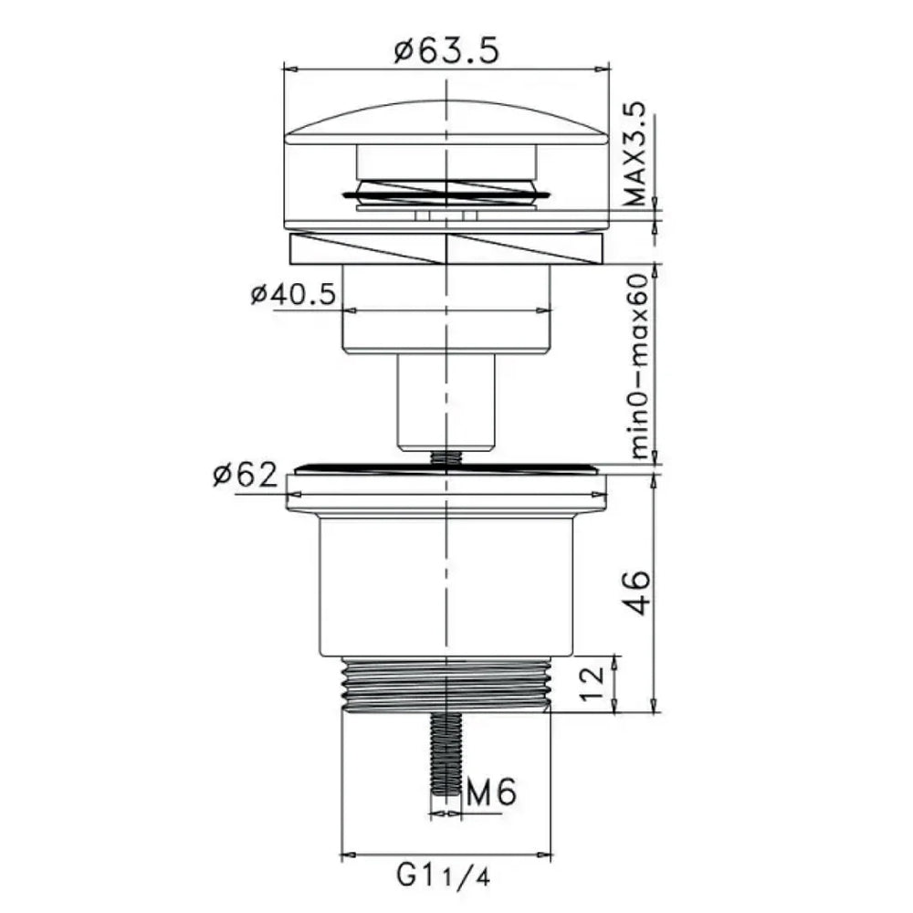 474014 - Piletta clic-clac universale con tappo in acciaio per lavabi Rubiflux - Nero opaco 2