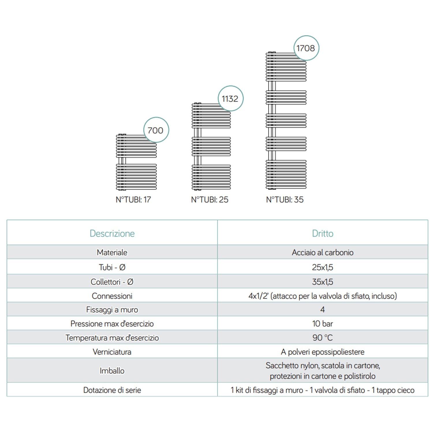2 cm interasse 50 cm 640 Watt Lazzarini Garda by CeramicStore | Lo specialista del tuo bagno