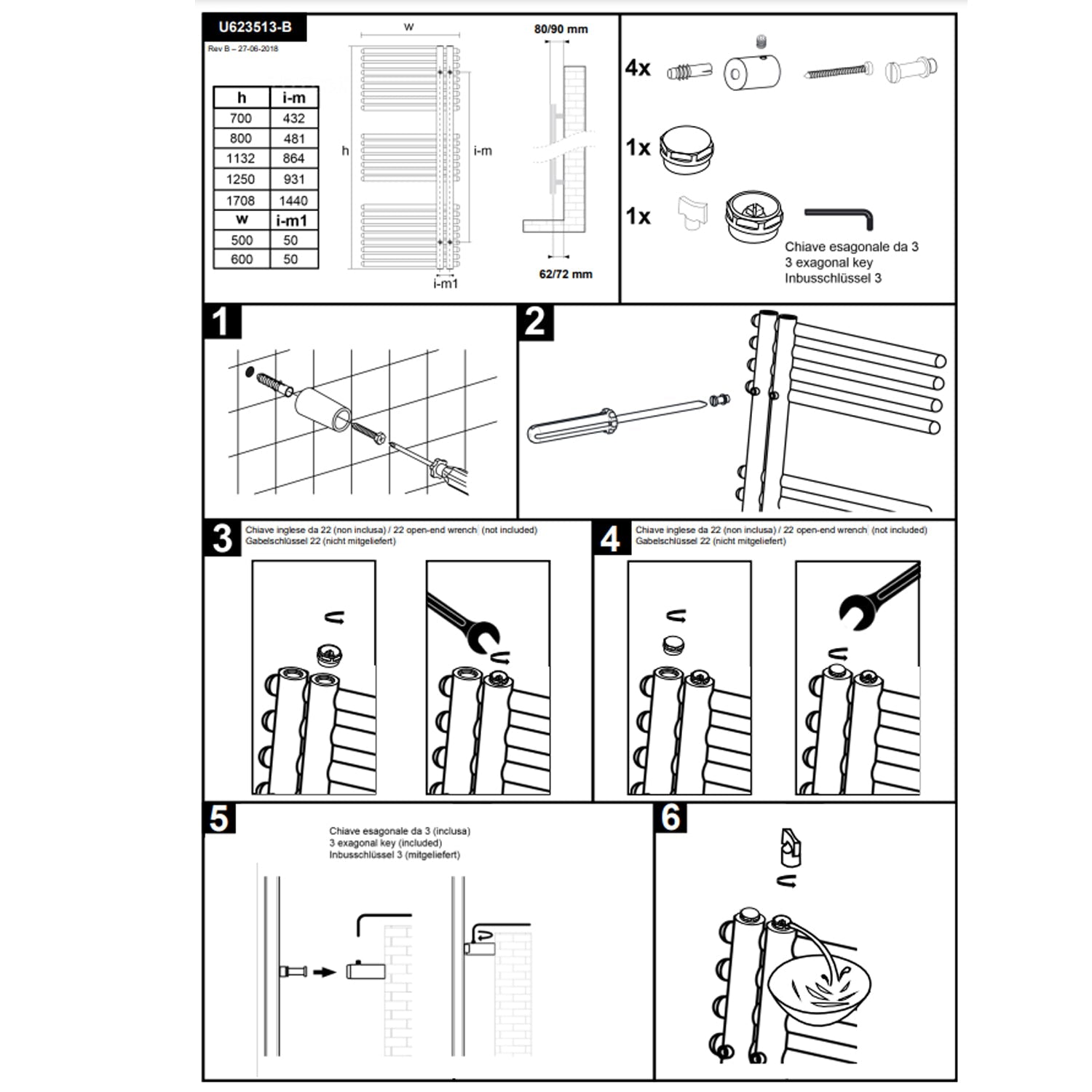 2 cm interasse 50 cm 640 Watt Lazzarini Garda by CeramicStore | Lo specialista del tuo bagno