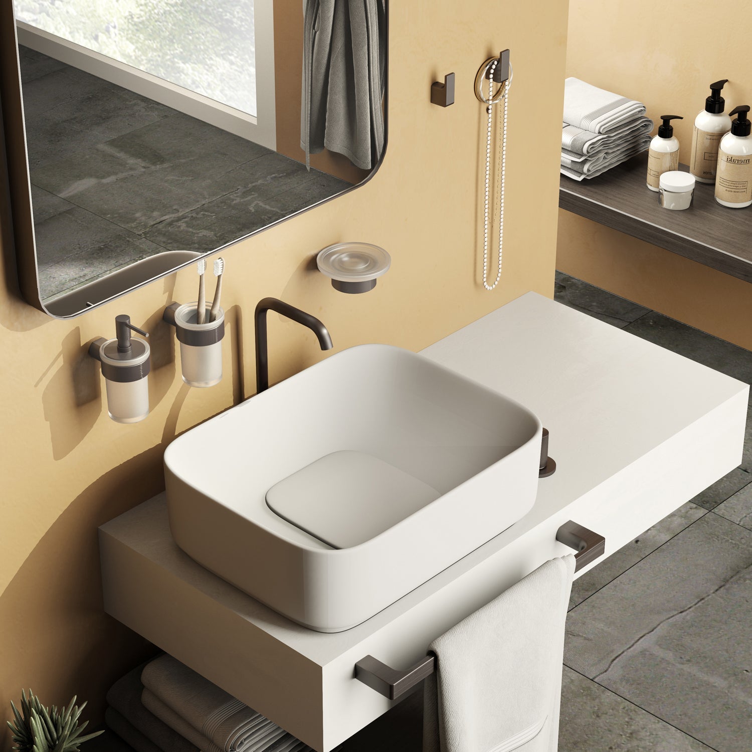  Appendiabiti 2 pezzi a muro Gedy serie Pirenei - Gun Metal by CeramicStore | Lo specialista del tuo bagno