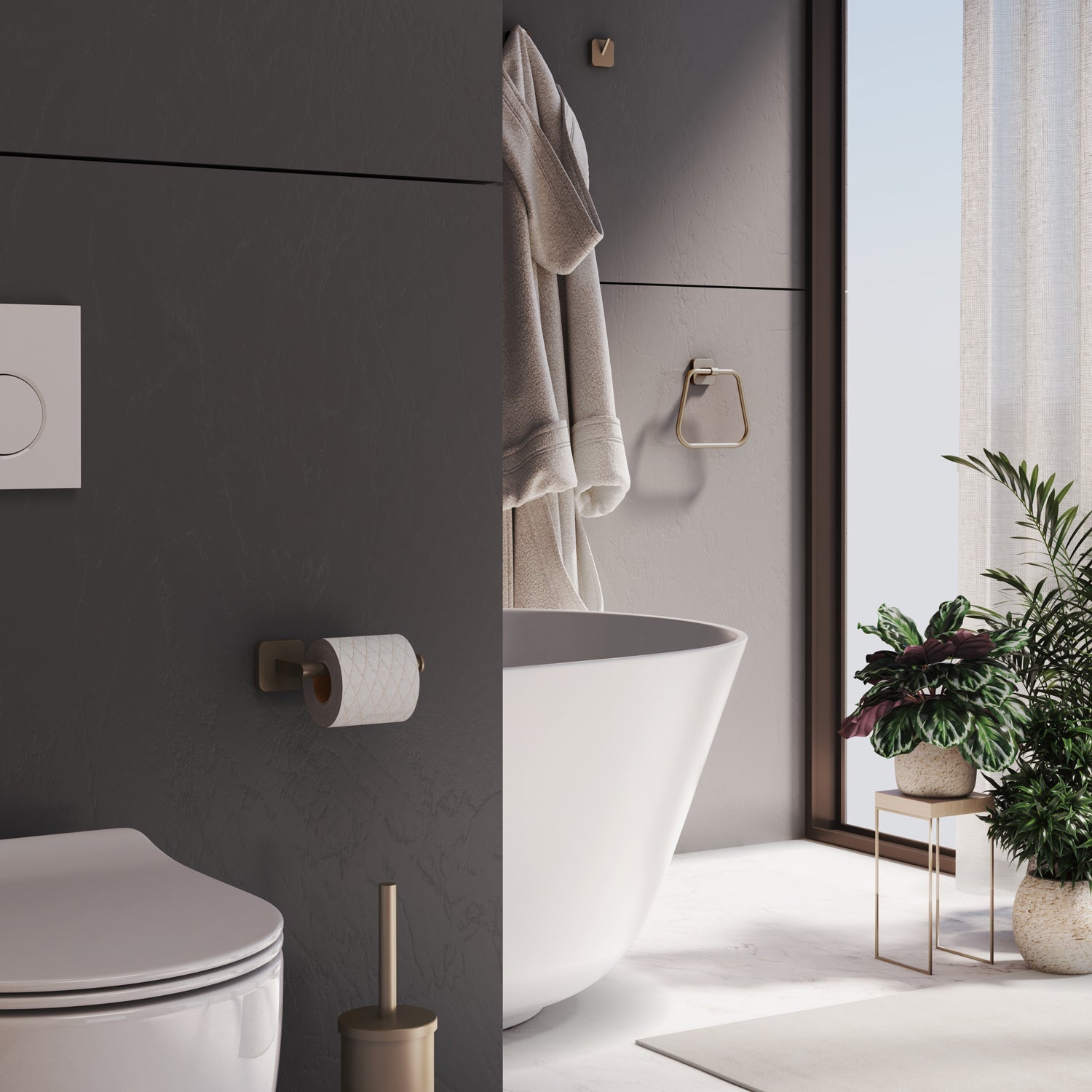  Scopino Gedy modello Tonga 8.3x8.3xH38 cm - Oro Matt by CeramicStore | Lo specialista del tuo bagno