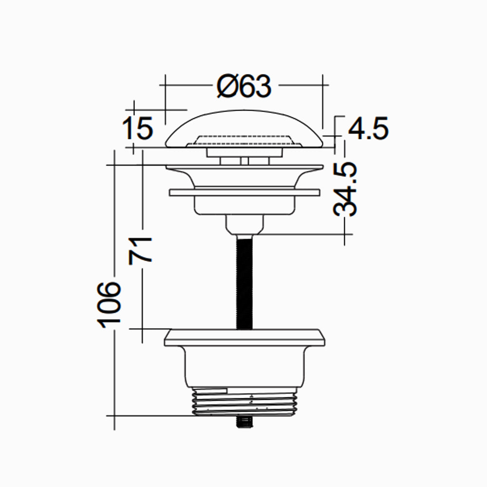  Piletta click-clack con tappo tondo beige opaco per lavabi Sensation senza troppo pieno by CeramicStore | Lo specialista del tuo bagno