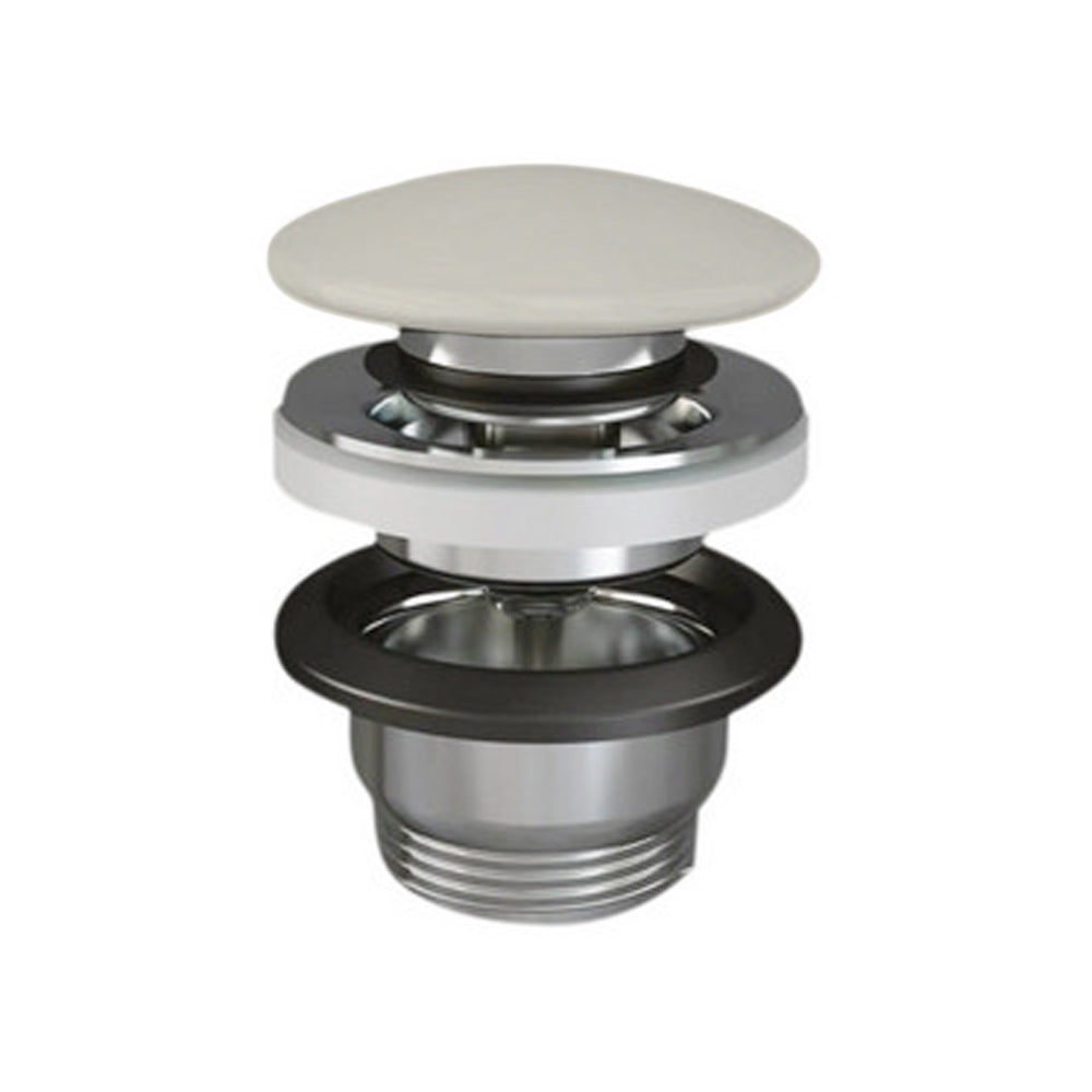 Piletta click-clack con tappo tondo beige opaco per lavabi Sensation senza troppo pieno by CeramicStore | Lo specialista del tuo bagno