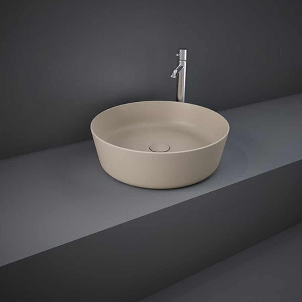  Lavabo da appoggio tondo bordi sottili Sensation in ceramica diametro 42 cm- Cappuccino Opaco