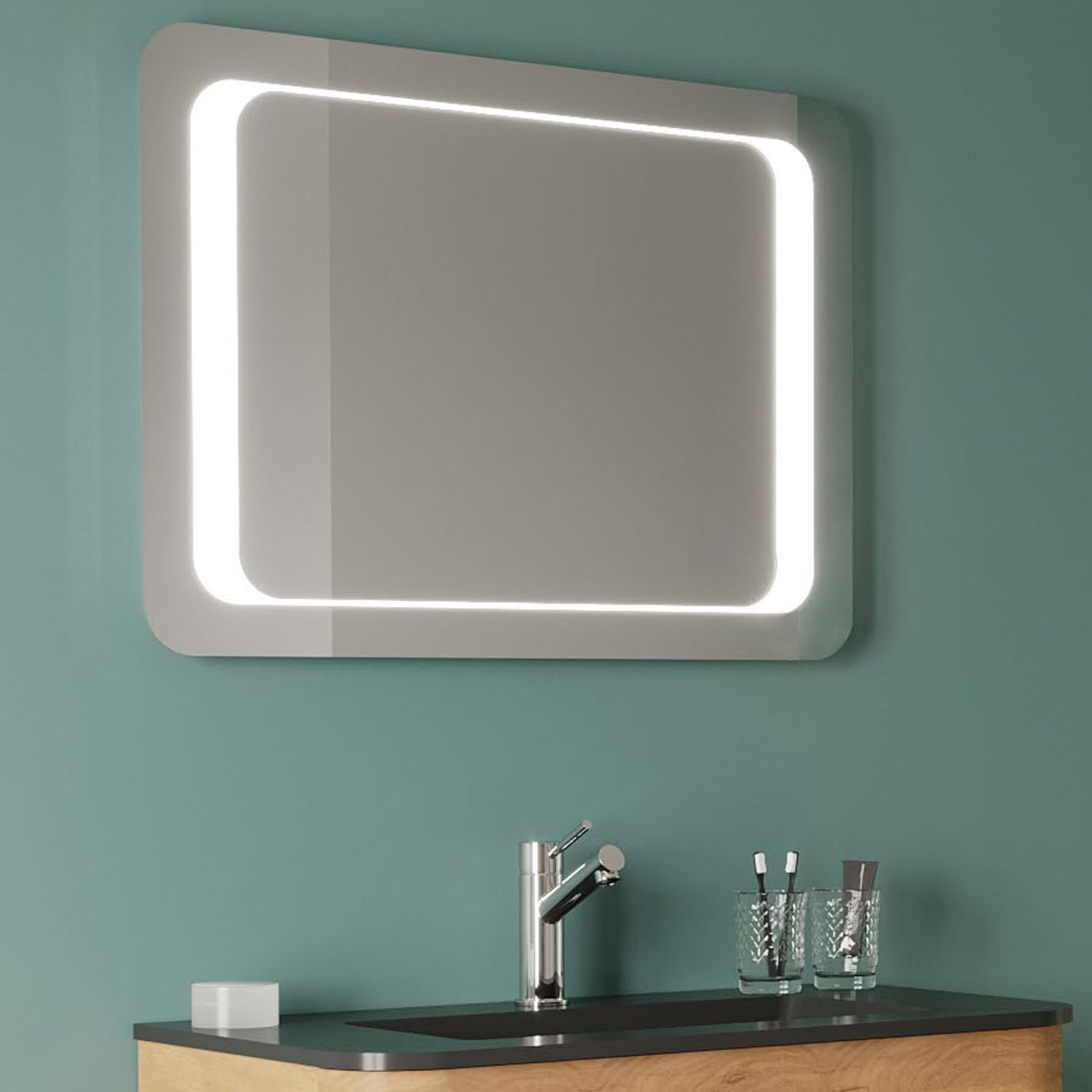Specchiera rettangolare 80x60 cm Cubi&Co reversibile con LED integrato by CeramicStore | Lo specialista del tuo bagno