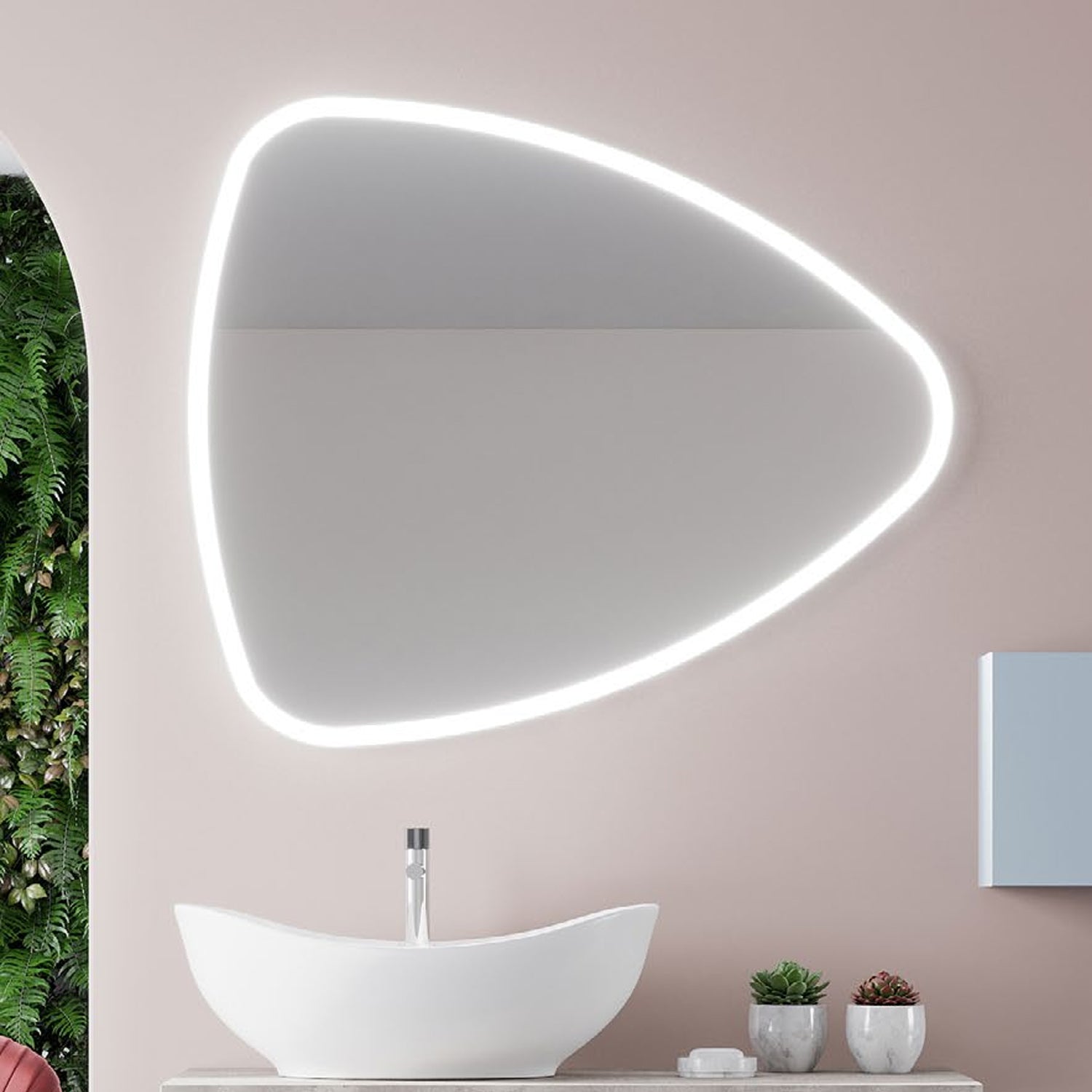 Specchio a goccia reversibile con luce LED integrata Cubi&Co cm 85x100 by CeramicStore | Lo specialista del tuo bagno
