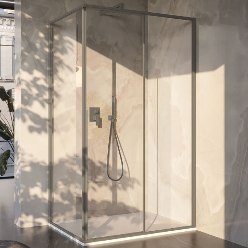 Box Doccia rettangolare 70x135 in cristallo da 6 mm e profilo minimale in alluminio colore Tortora. Versione Destra by CeramicStore | Lo specialista del tuo bagno