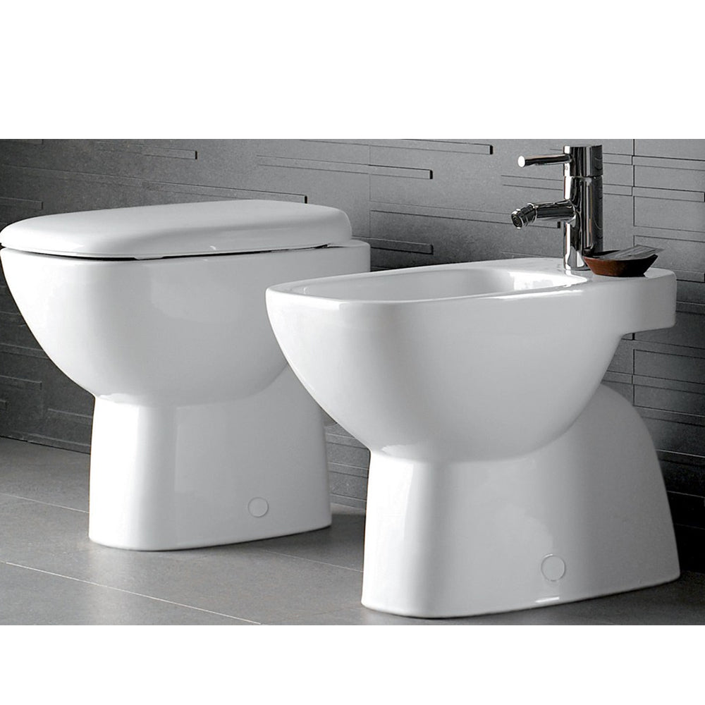  Sanitari distanziati da parete con scarico a terra wc+bidet +sedile soft close Geberit 'Fantasia' cm 53