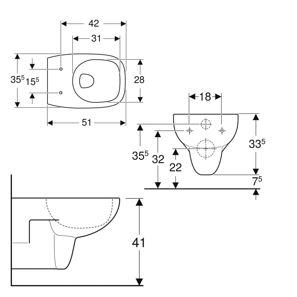  Sanitari sospesi wc senza brida+bidet +sedile soft close Geberit 'Fantasia' cm 51