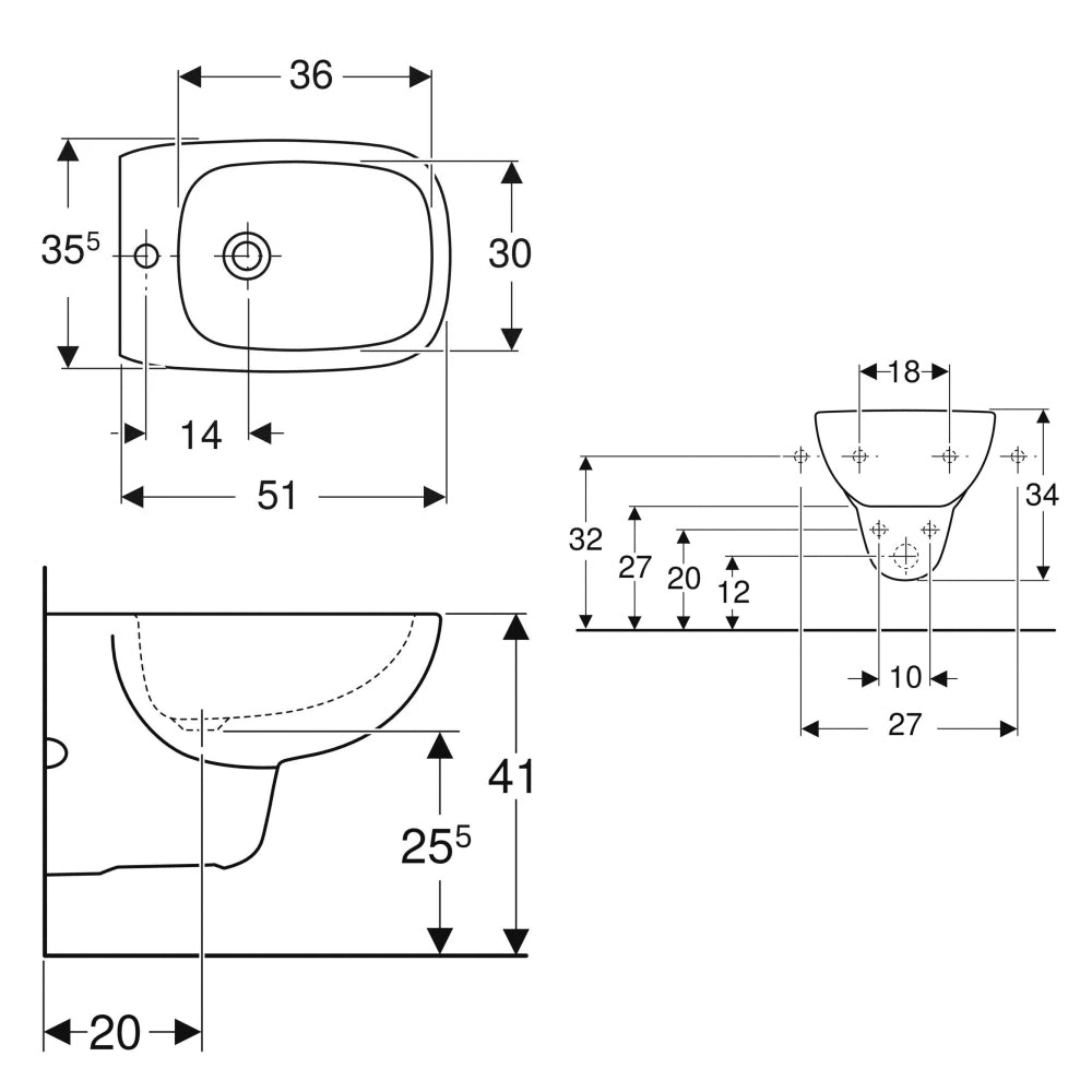  Sanitari sospesi wc senza brida+bidet +sedile tradizionale Geberit 'Fantasia 2' cm 51