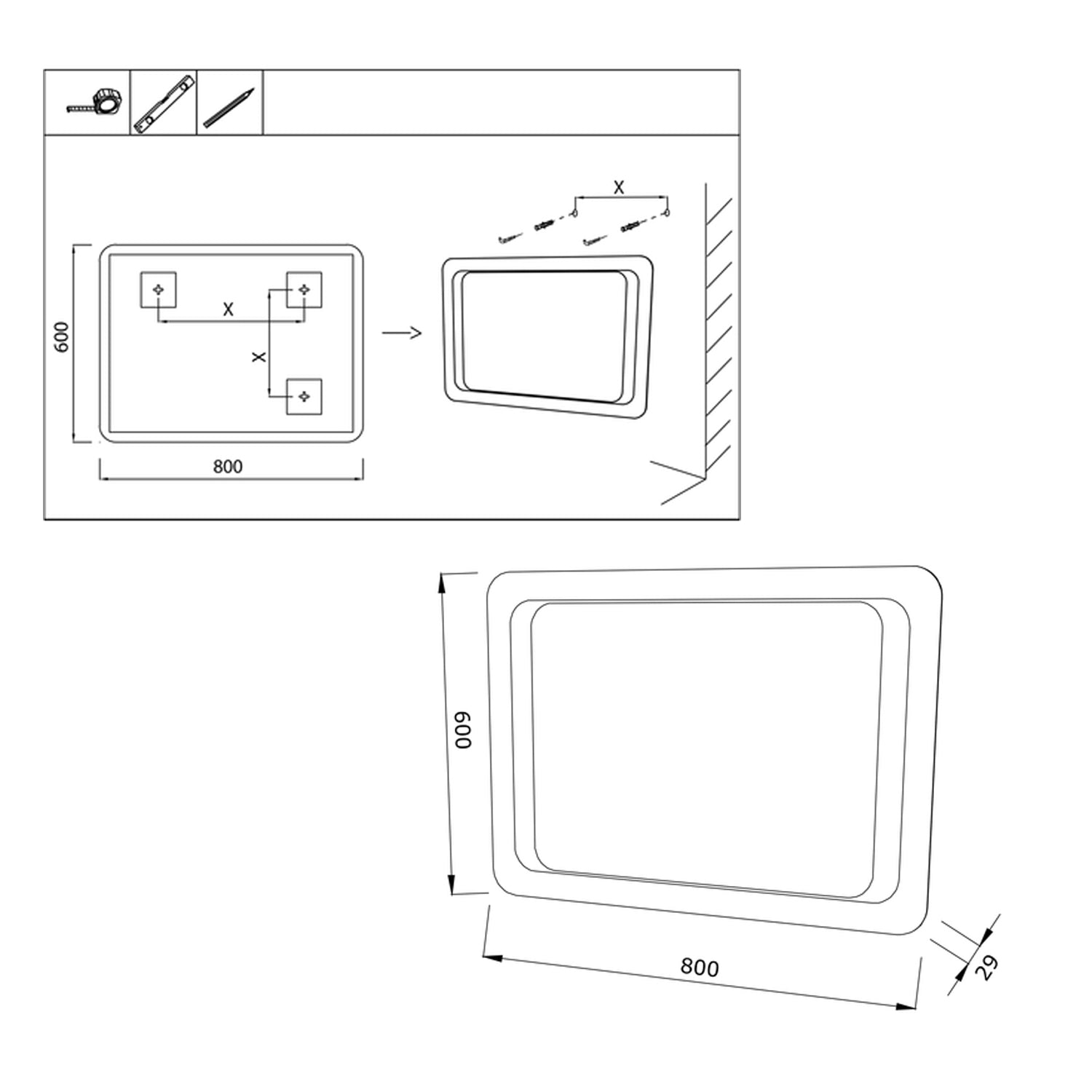  Specchiera rettangolare 80x60 cm Cubi&Co reversibile con LED integrato by CeramicStore | Lo specialista del tuo bagno