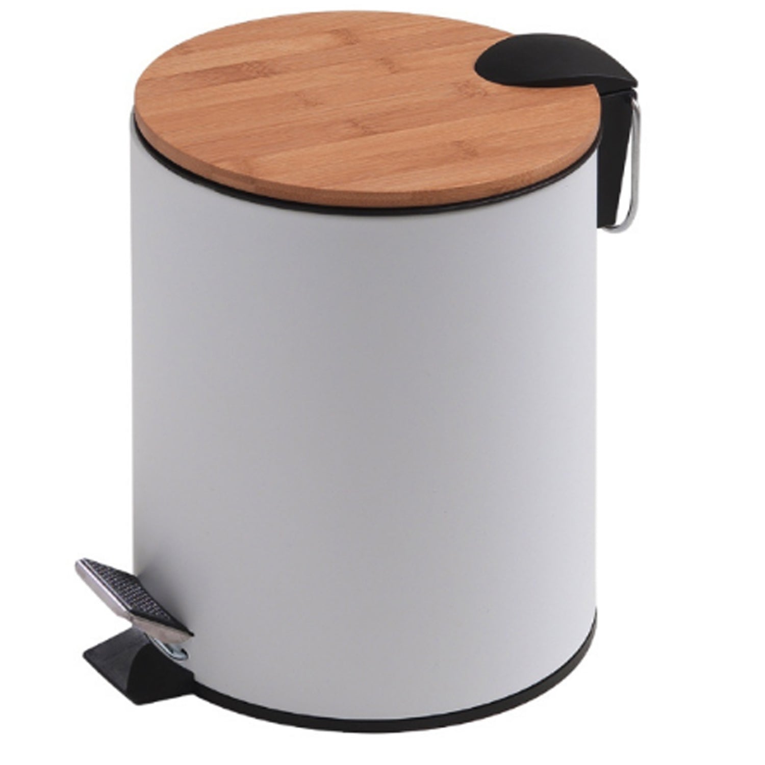 Portarifiuti Kenta 5 lt in bambà¹ e metallo bianco by CeramicStore | Lo specialista del tuo bagno