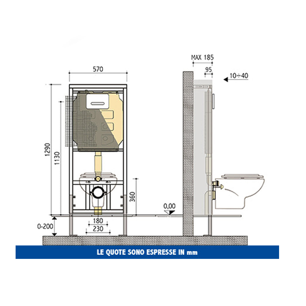  Cassetta incasso Pucci 'Sara' Modulo per wc sospeso in pareti in muratura e cartongesso