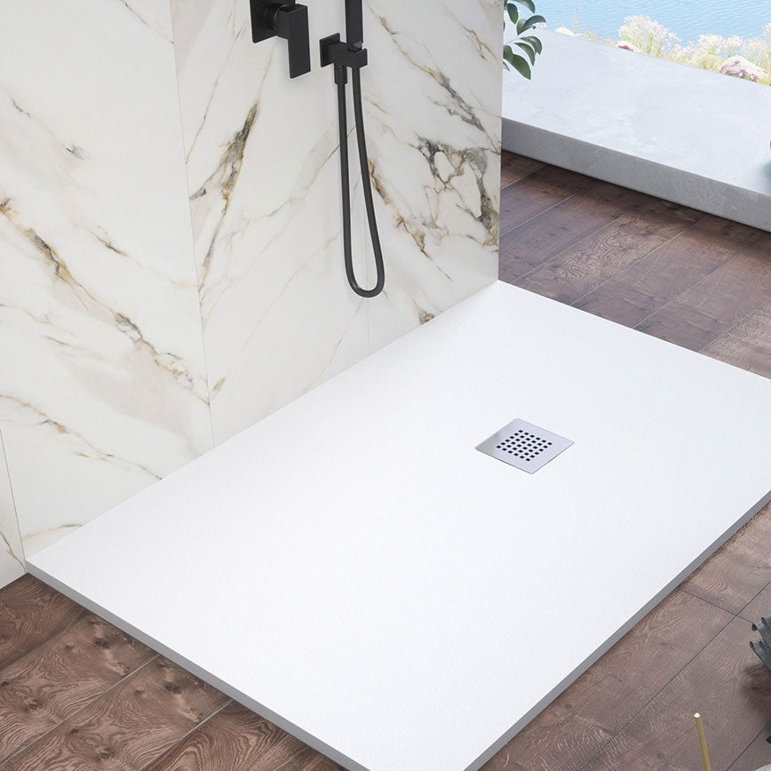 Piatto doccia rettangolare 70x100 in marmoresina bianco modello Infinity Stone H 2,8 cm tutto pieno 4