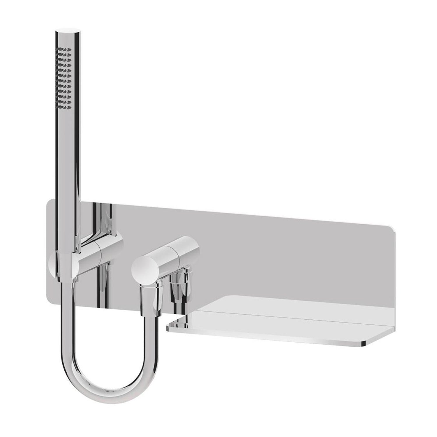 Presa acqua con mensola, supporto doccia fisso tondo e doccia Artist di Sphera Docce 2