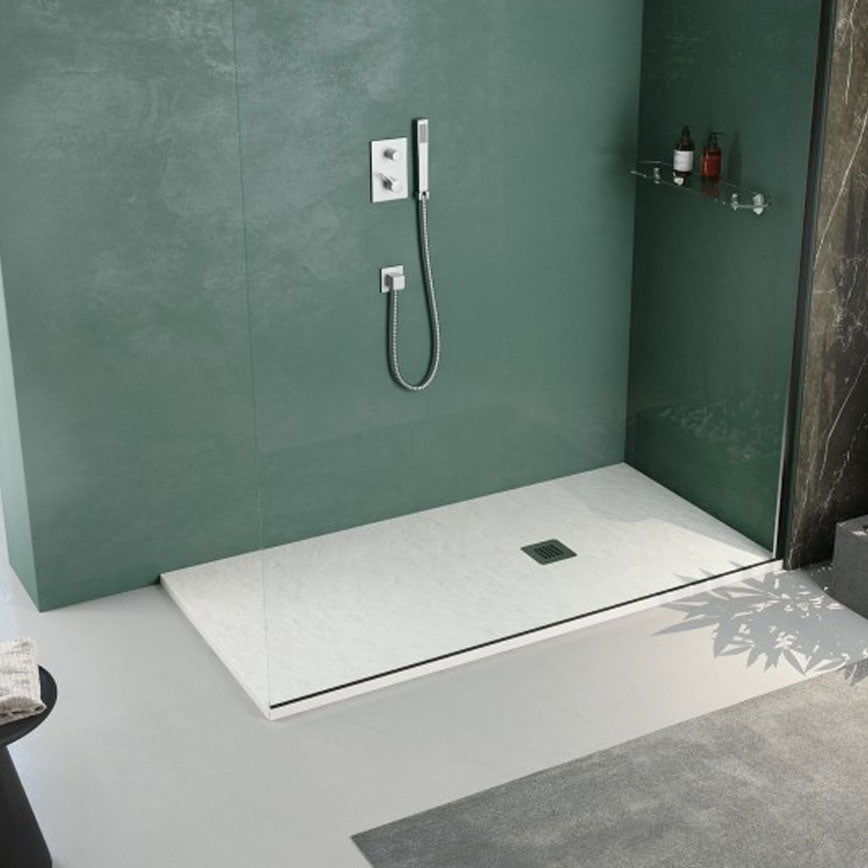 Piatto doccia rettangolare 70x160 in marmoresina bianco modello Infinity Stone H 2,8 cm tutto pieno 3