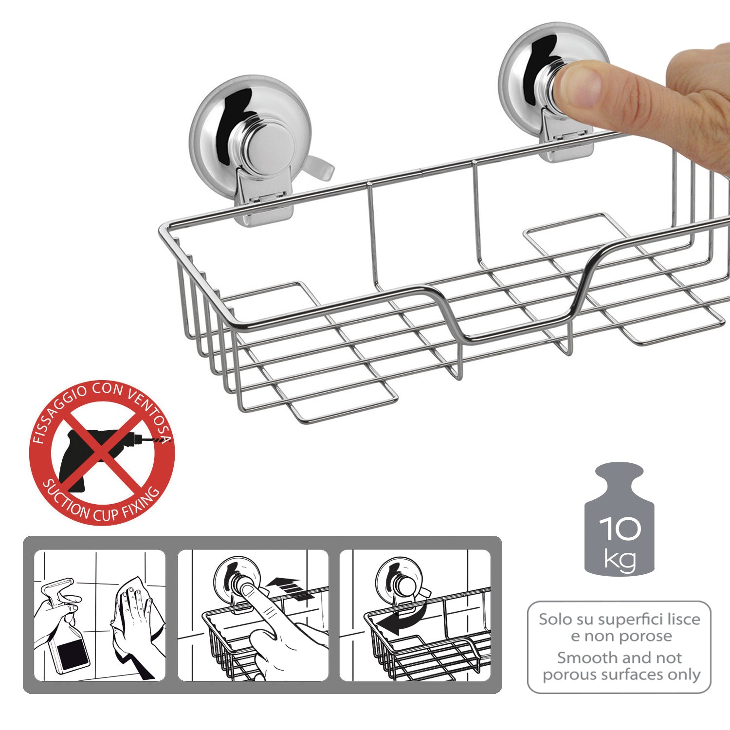 HO20-13 - Portaoggetti forma rettangolare doccia in filo Gedy Linea Hot - Finitura Cromata 5