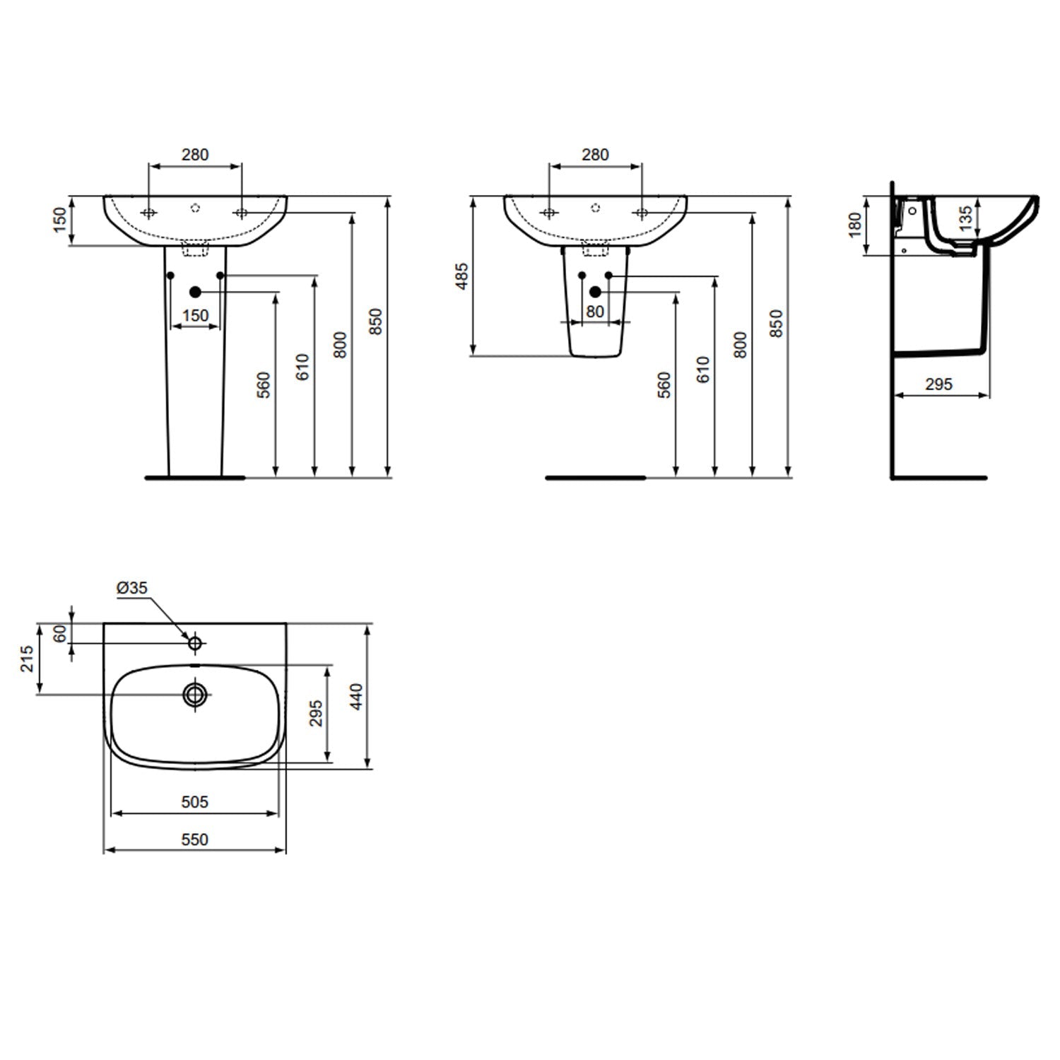 Lavabo sospeso Ideal Standard modello i.life A 55x44 cm 3
