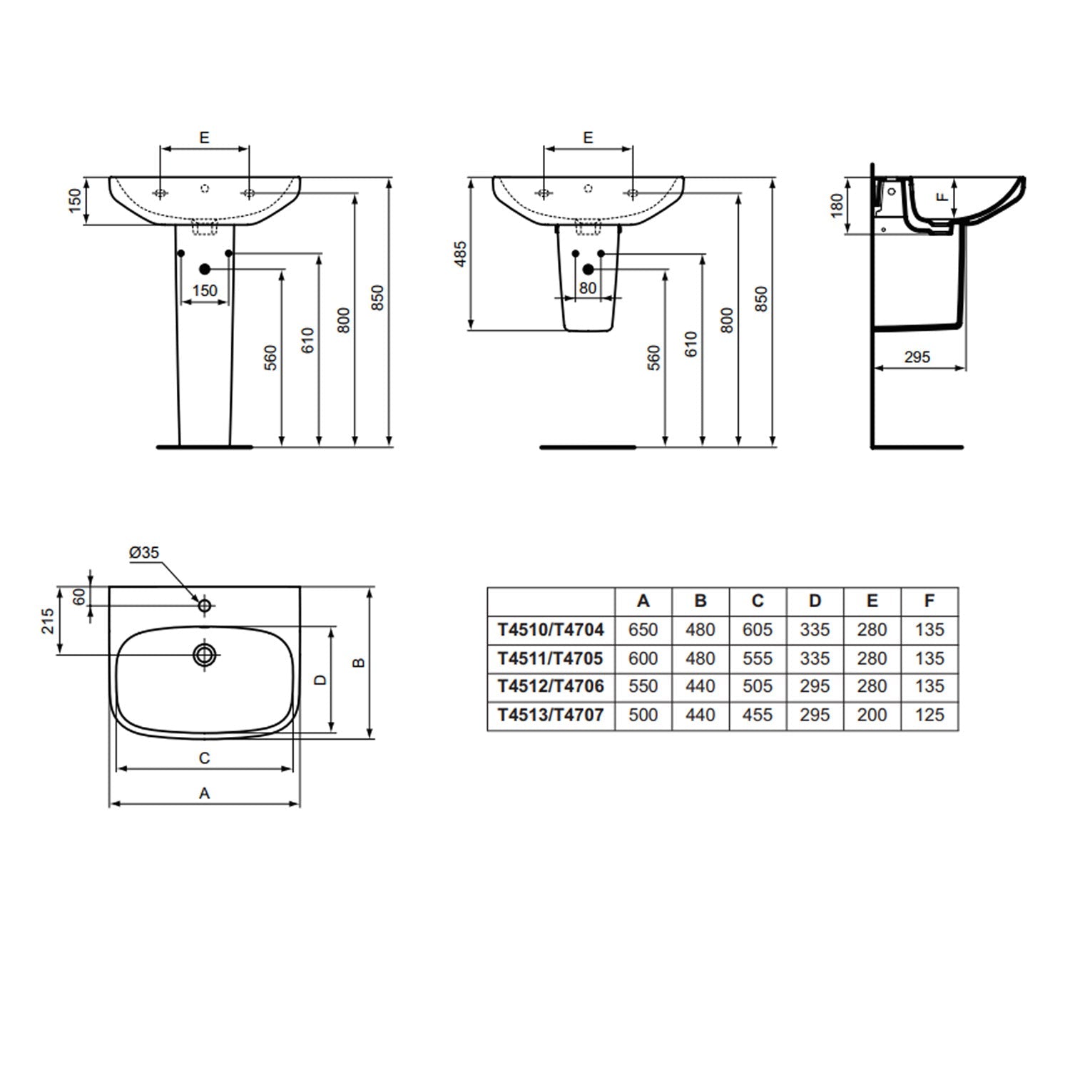 Lavabo sospeso Ideal Standard modello i.life A 50x44 cm 3