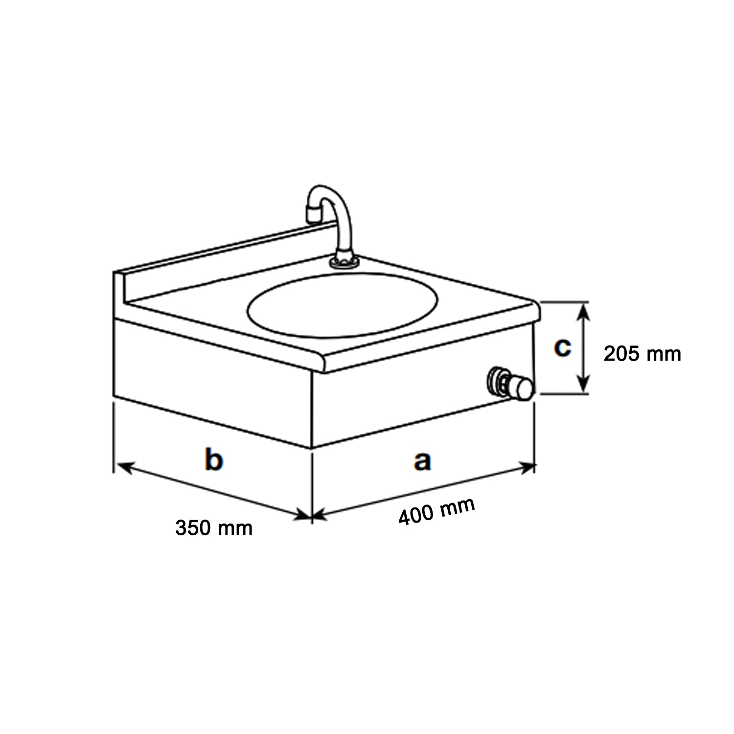 Lavamani in acciaio inox con comando a ginocchio cm 40x35x20,5 BathCore - Finitura satinata 2