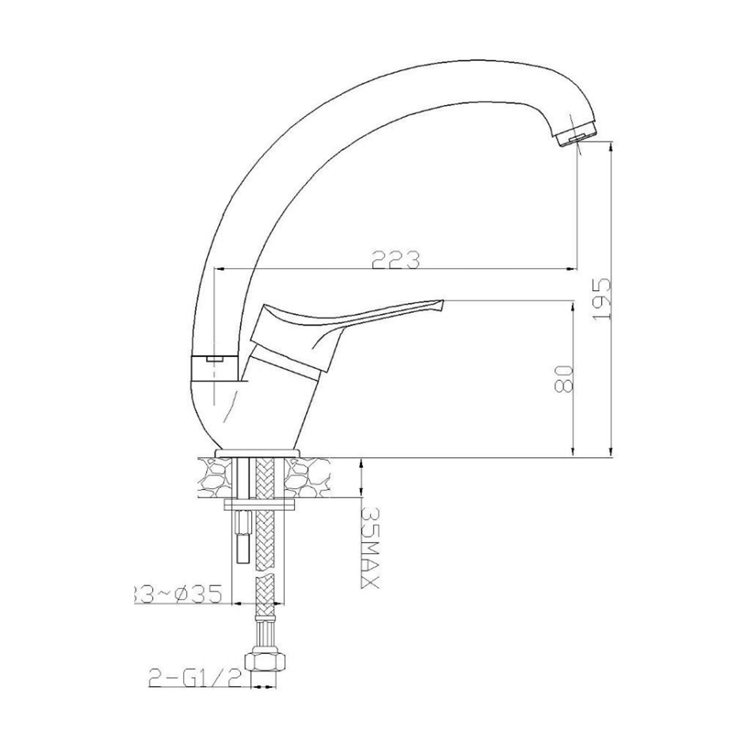 Miscelatore lavello canna alta RubiFlux modello Altea - Dorato 2