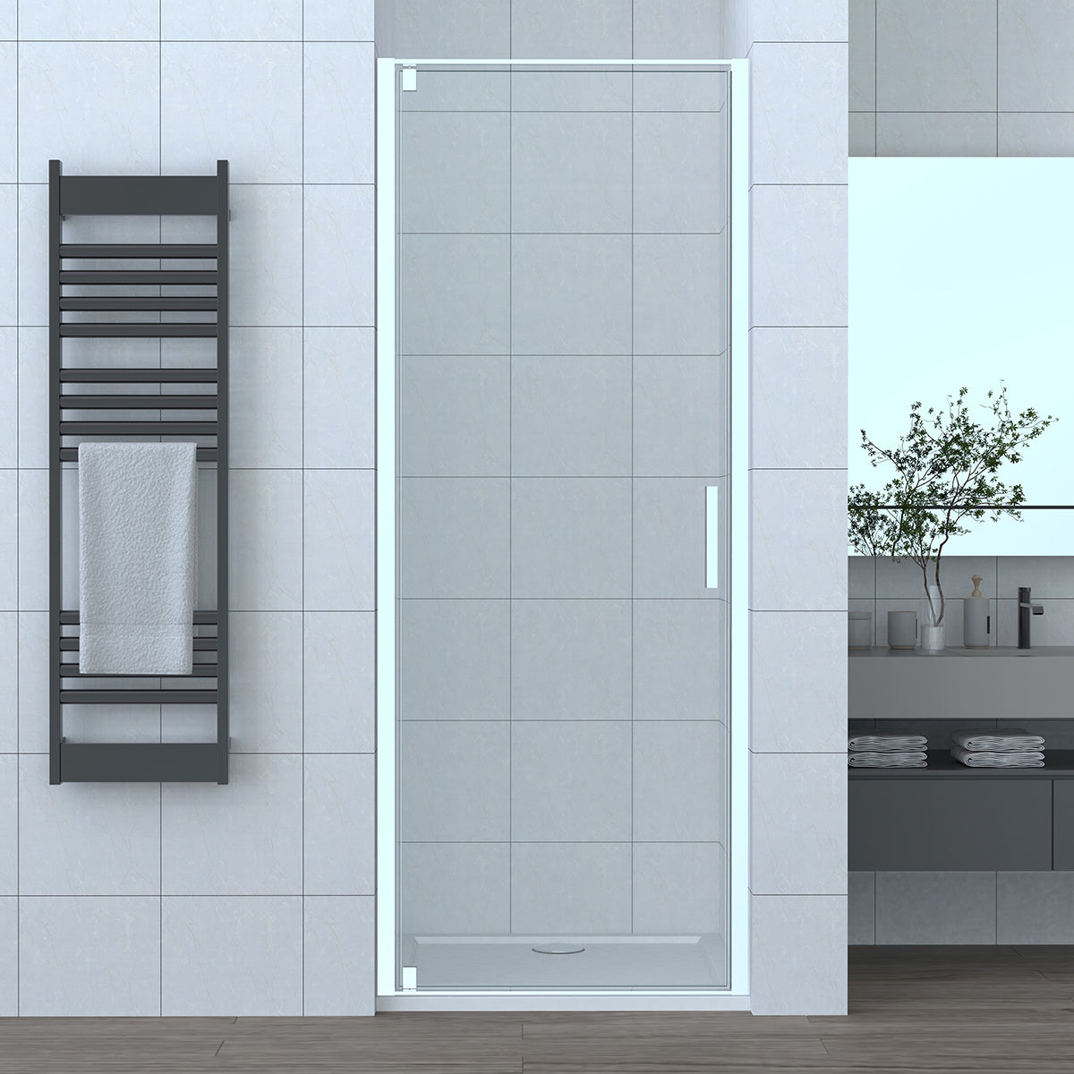 Porta doccia pivotante DocciaGo serie Satin cm 90 - Cromo 2