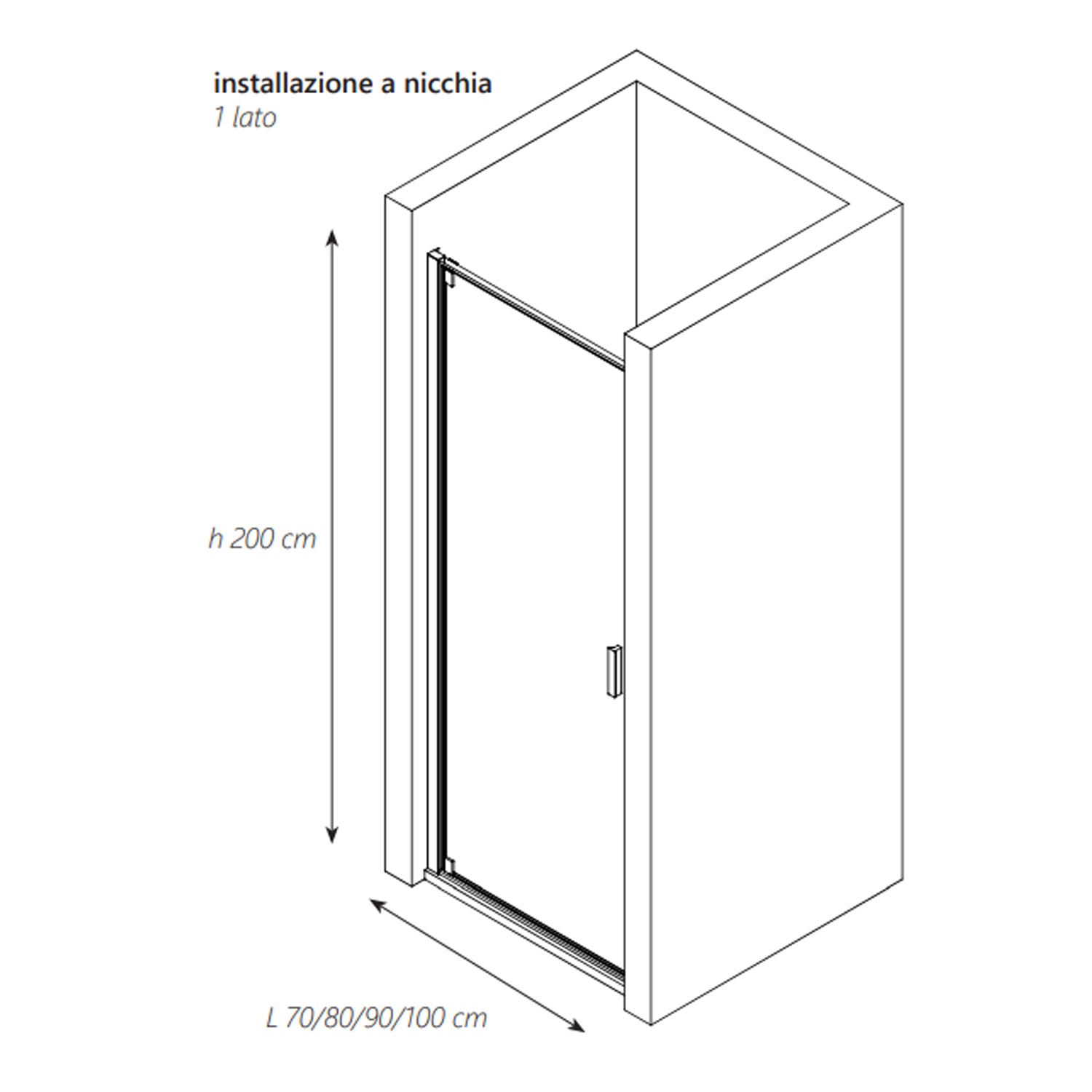 Porta doccia pivotante DocciaGo serie Satin cm 90 - Cromo 3