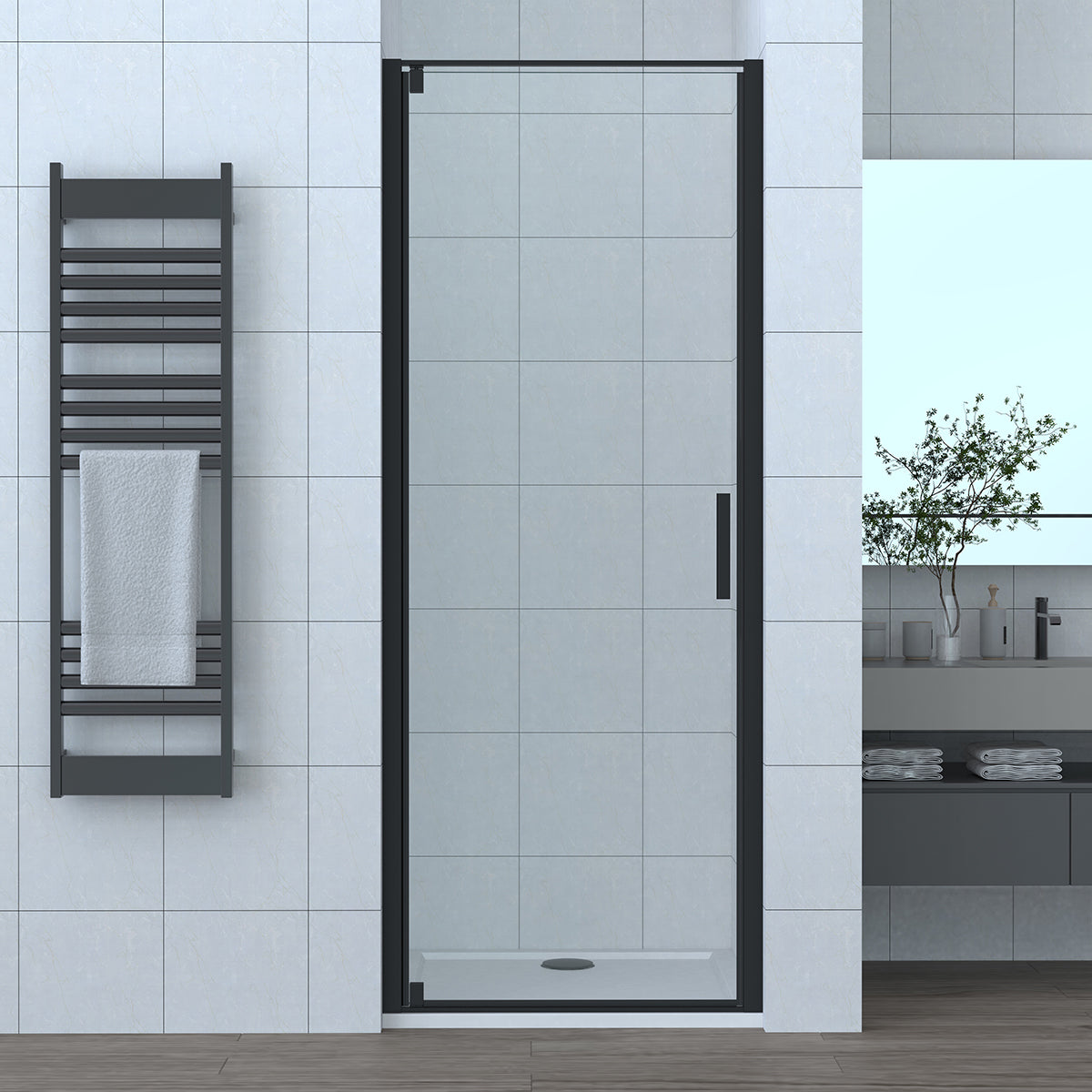 Porta doccia pivotante DocciaGo serie Satin cm 70 - Nero 4