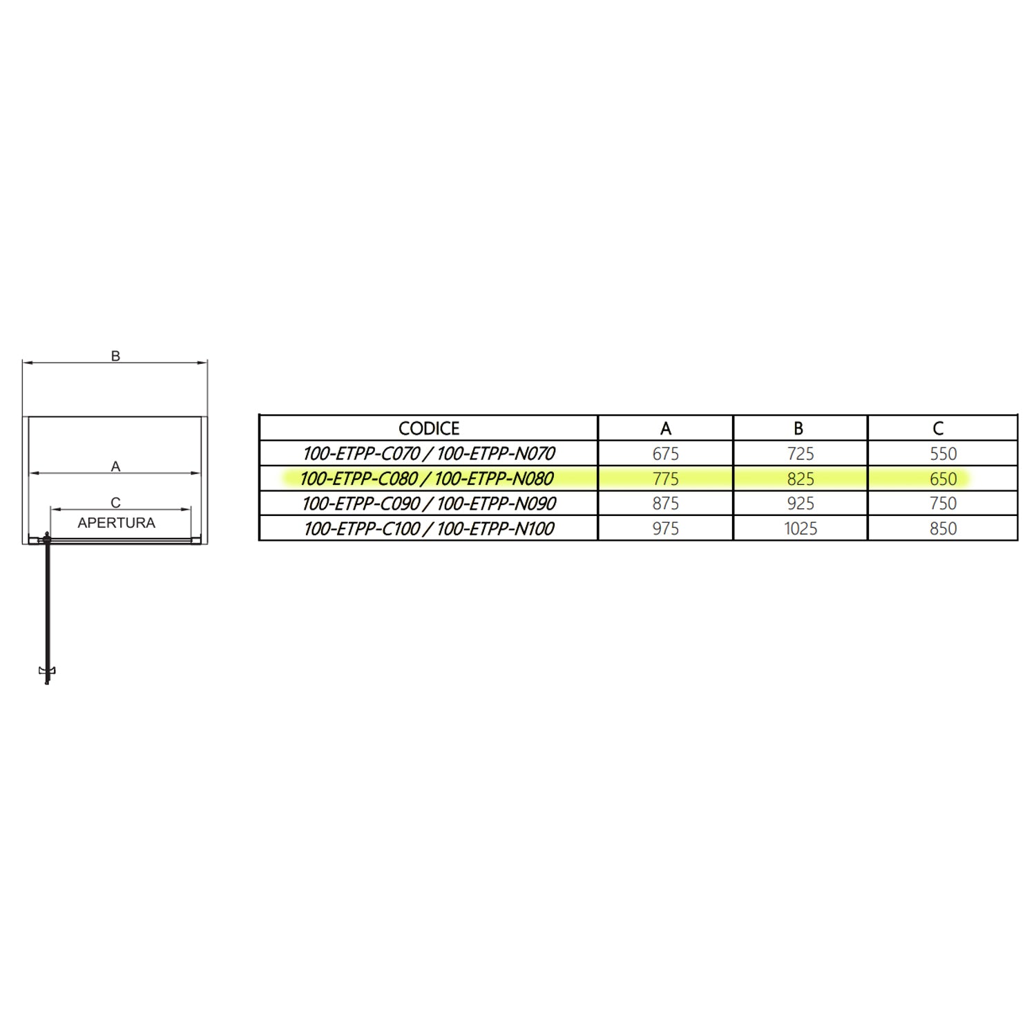 Porta doccia pivotante DocciaGo serie Satin cm 80 - Nero 3